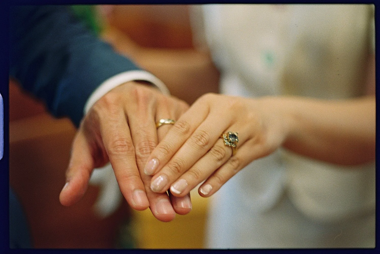  couple shows off their new diamond rings by Texas wedding photographer 