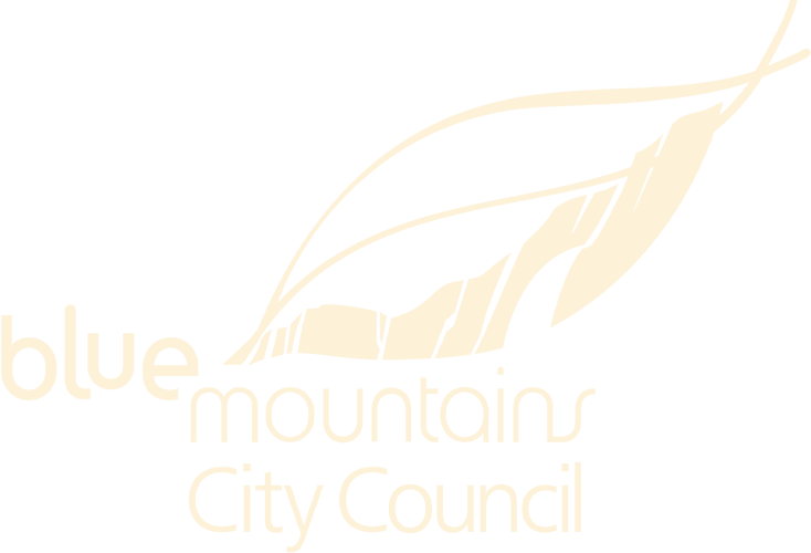 Logo for Blue Mountains City Council with a stylised mountain and leaf design 