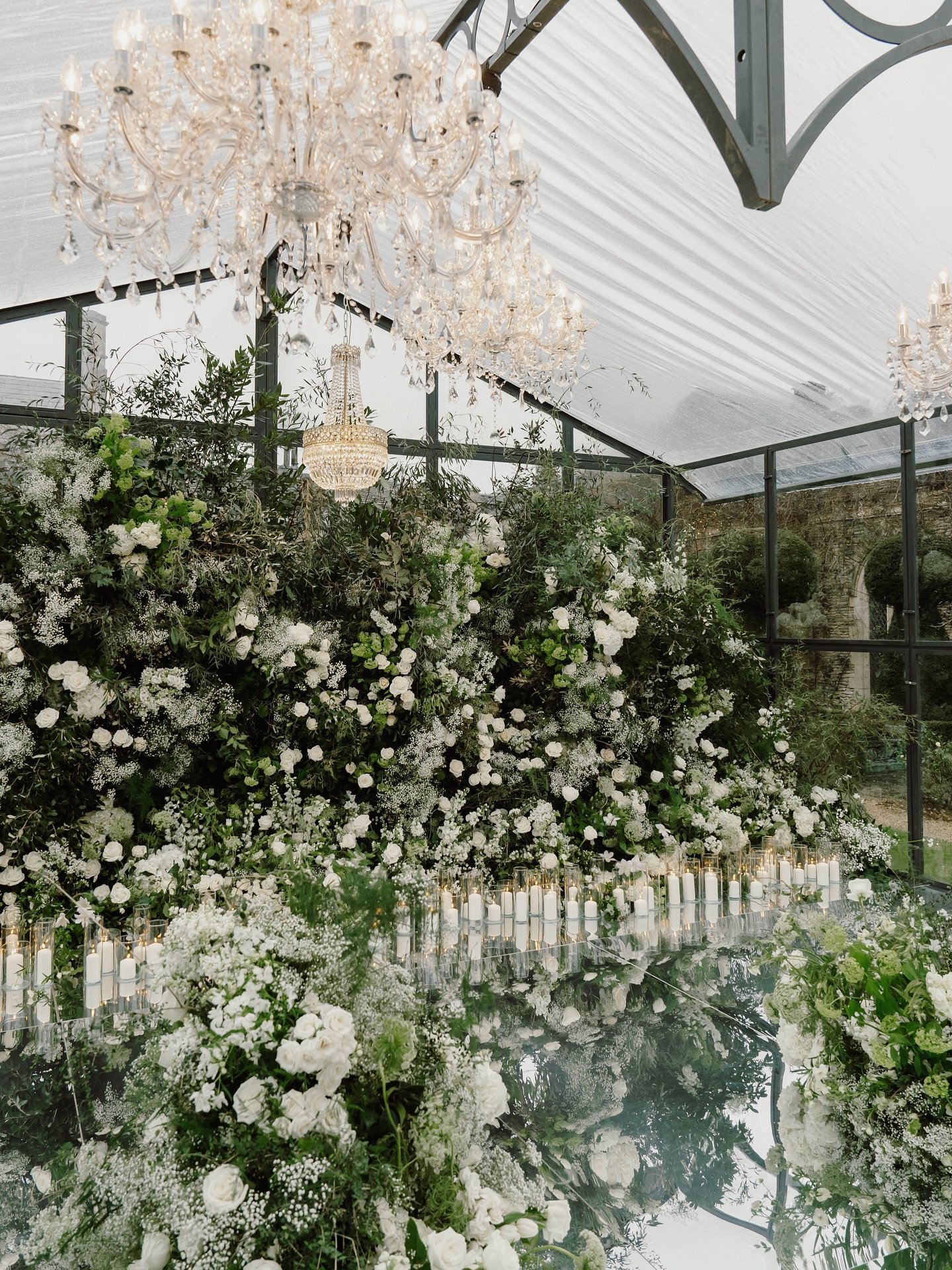 A winter wedding ceremony design for H&amp;C, and a true fairytale personified. 

Guests arrived at dusk to Euridge&rsquo;s Rose Garden, where we had erected a glasshouse marquee to host their indoor-outdoor ceremony. This allowed guests to feel full