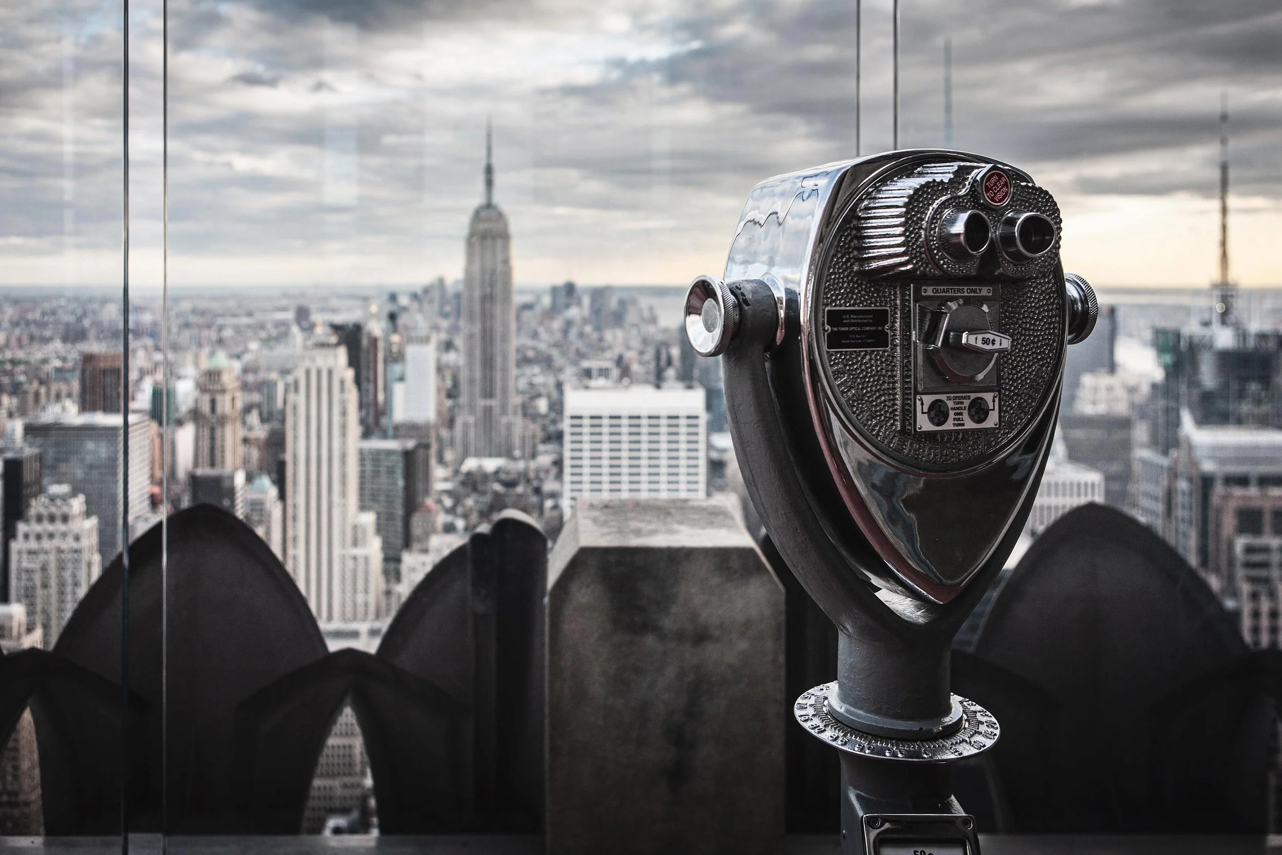 View from top of Rockefeller Center towards Downtown Manhattan, NYC.