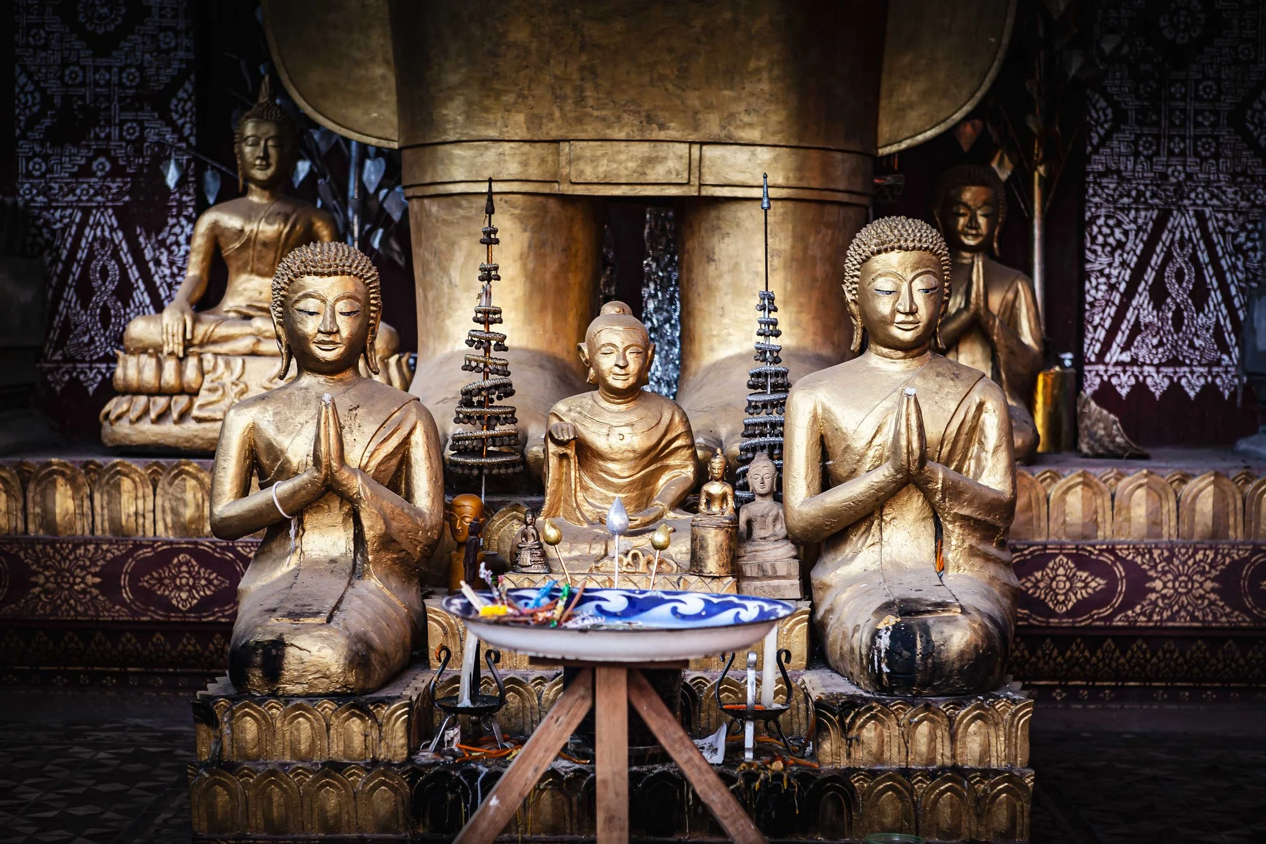 Buddha statues at a Luang Prabang Temple, Laos.