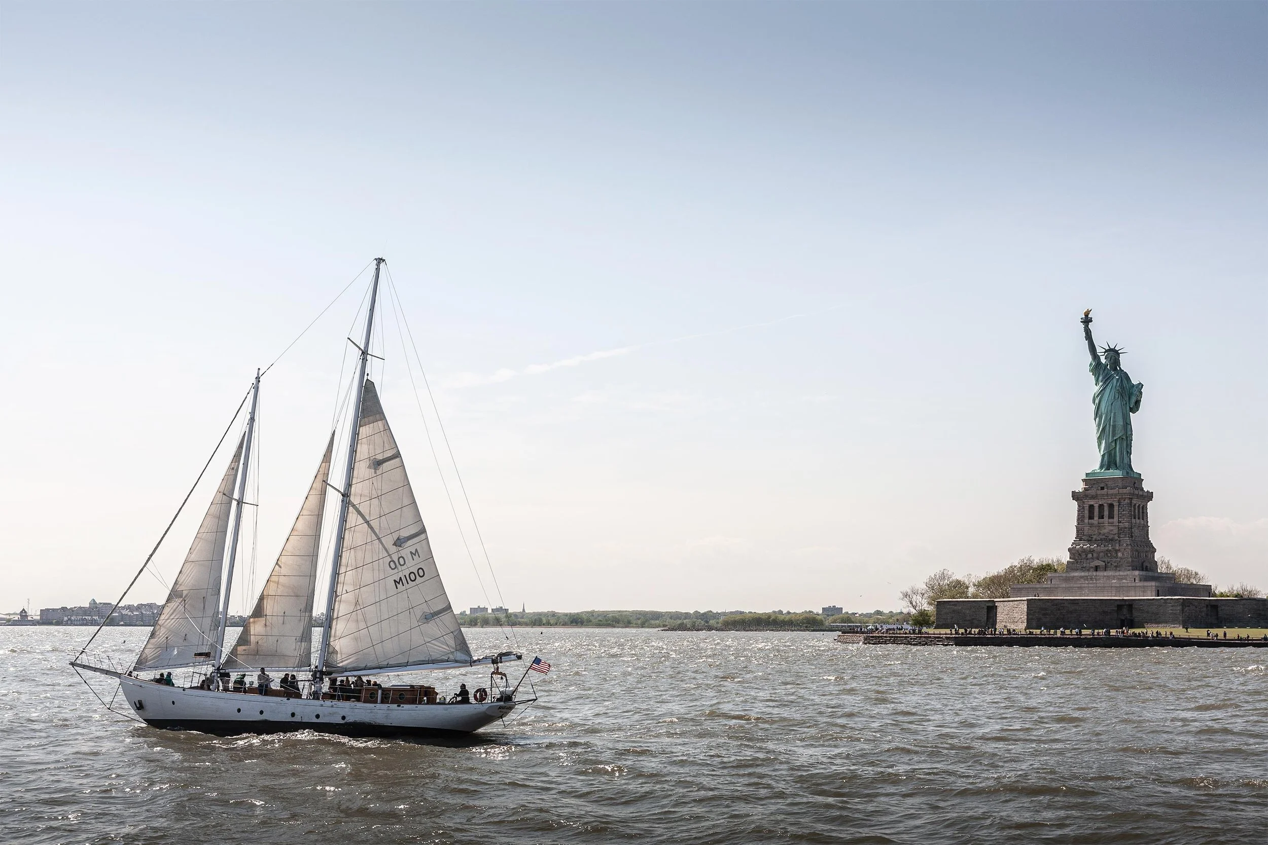 View to the Statue of Liberty from the Hudson River.