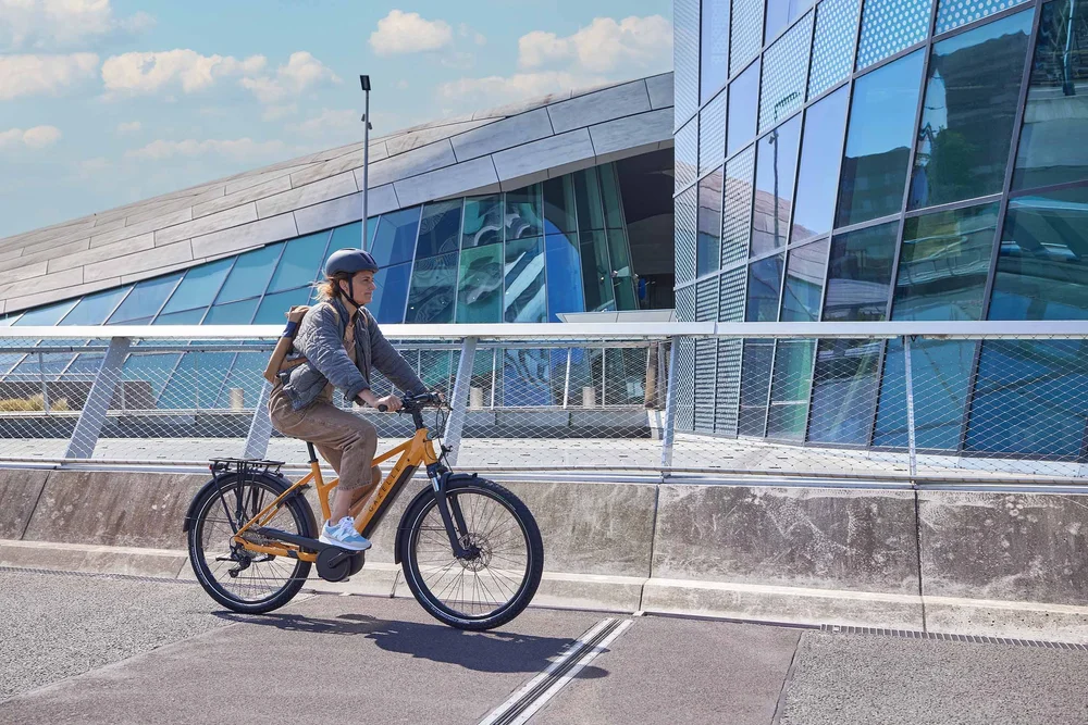 Retouched campaign image of a Gazelle bicycle