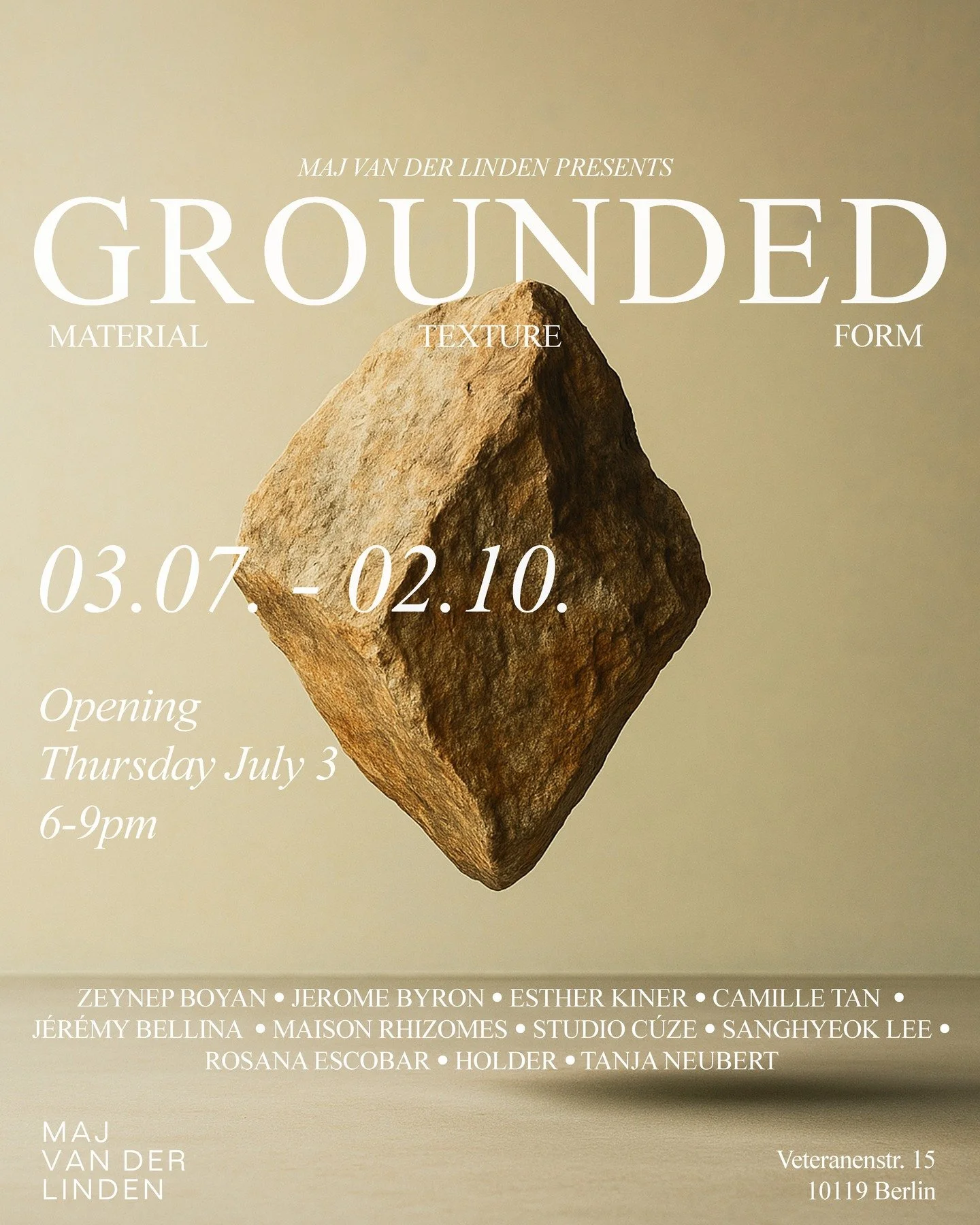 We&rsquo;re beyond excited to be part of GROUNDED, a group show at our Berlin-based gallery @maj_van_der_linden 

This exhibition brings together objects in which material, texture, and form take centre stage &mdash; works shaped by hand and guided b