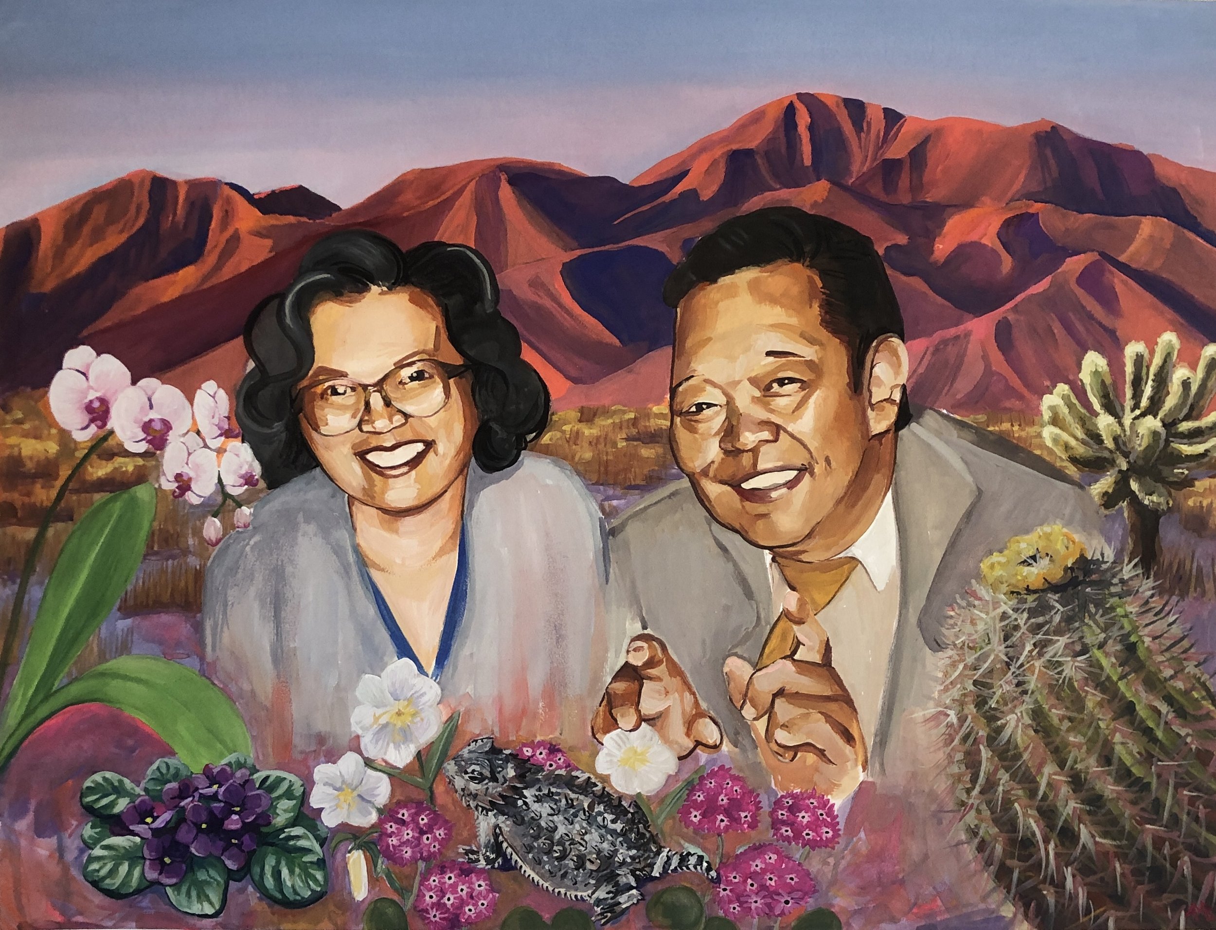 18"x24" gouache on paper. Worked with client to develop composition that represented memories with their grandparents
