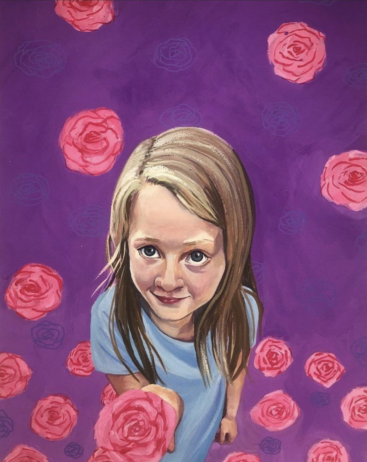 16"x20" gouache on paper. Worked with client on composition to capture this moment in time of her daughter.