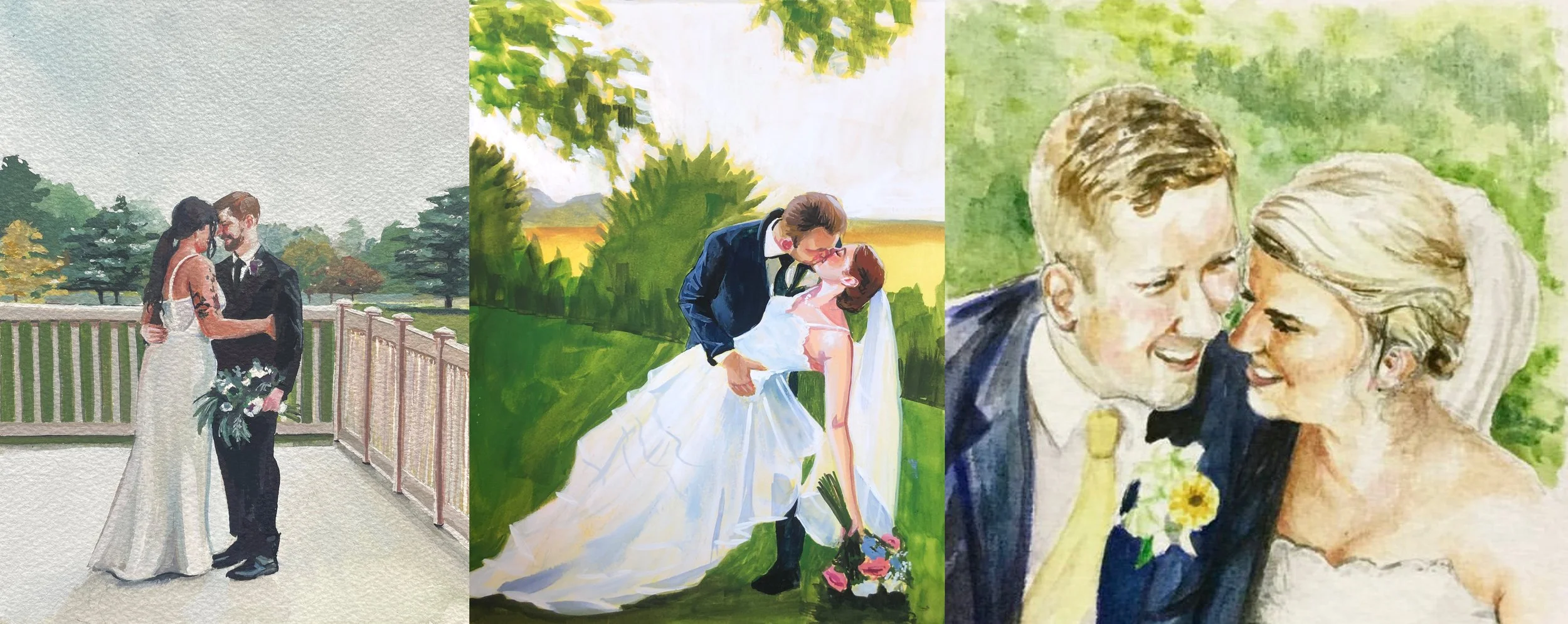 If you already got married but would love a painting to capture your nuptials, I am also available for commissioned paintings. 