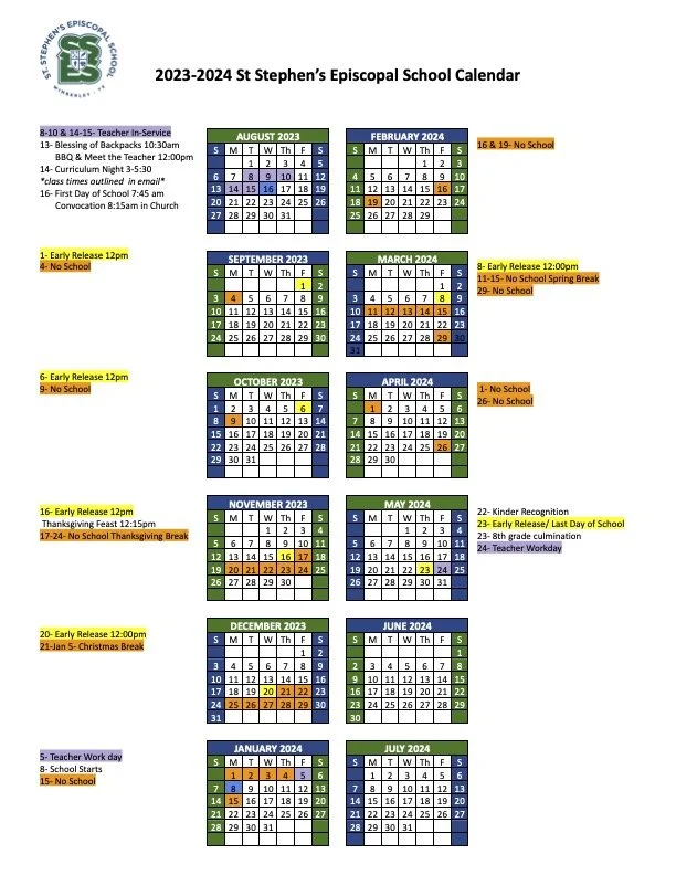 Calendar Events St Stephen s Episcopal School Calendar Events St Stephen s Episcopal School