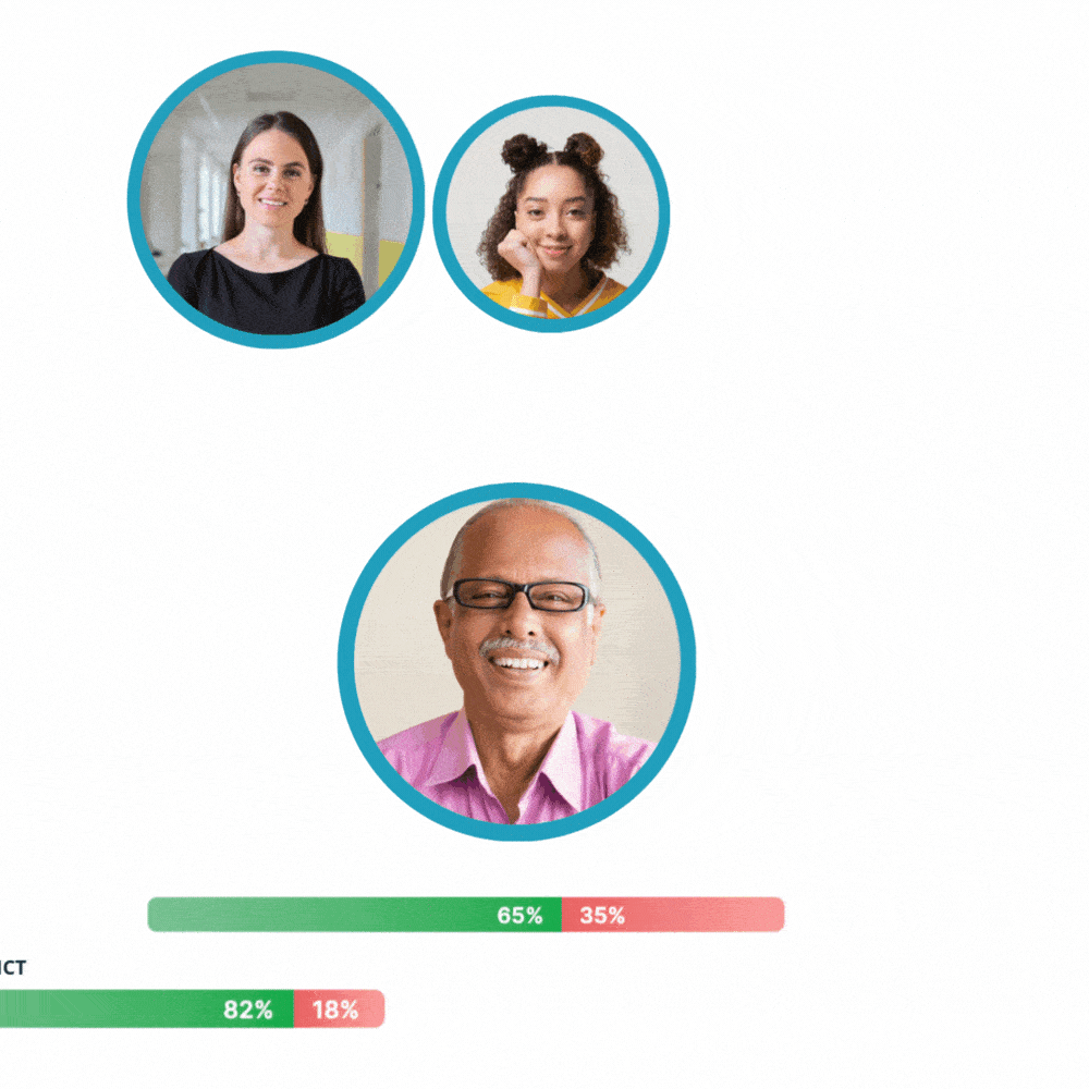 Data and headshots floating