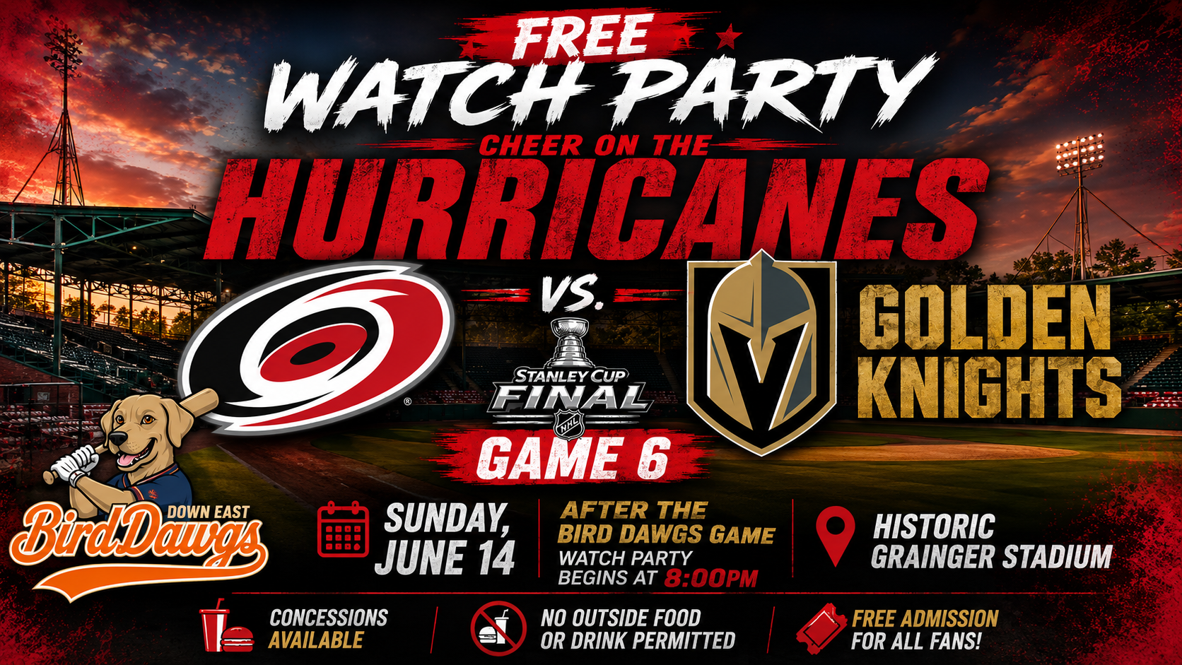 Historic Grainger Stadium to Host Free Carolina Hurricanes Watch Party for Stanley Cup Final Game 6