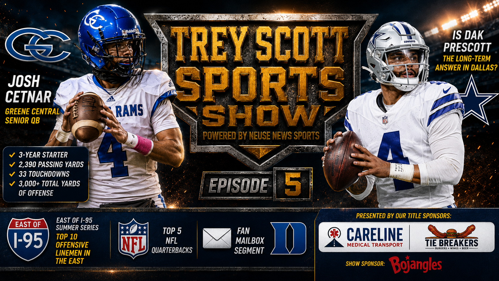 Greene Central QB Josh Cetnar Talks Senior Season, East of I-95 Rankings, Dak Prescott Debate | Trey Scott Sports Show Ep. 5