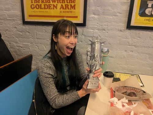 A LIBBY winner with the trophy