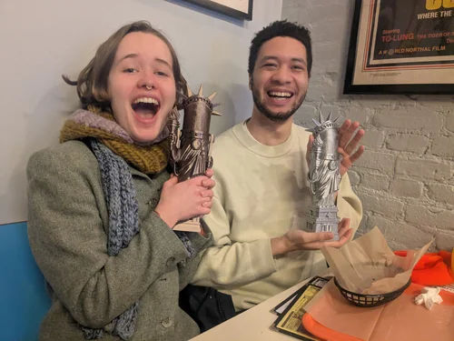 A LIBBY winner with the trophy