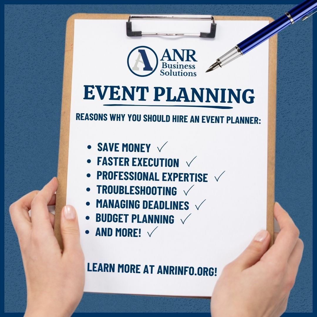 Wondering whether to hire an event planner? ANR can elevate your event to new heights. For more details, visit www.anrinfo.org.

Your Mission Is Our Mission&trade;
#YourMissionIsOurMission #Business #Nonprofit #EventPlanning