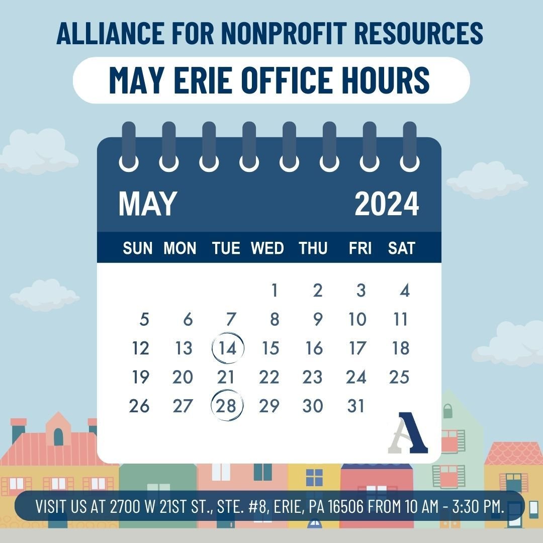 Remember! ANR offers free consultations for nonprofits in the Erie area with a Certified Nonprofit Professional at our Erie office! Every second and fourth Tuesday of the month, from 10 AM to 3:30 PM, Shawna Mitcheltree, our Senior Director of Operat