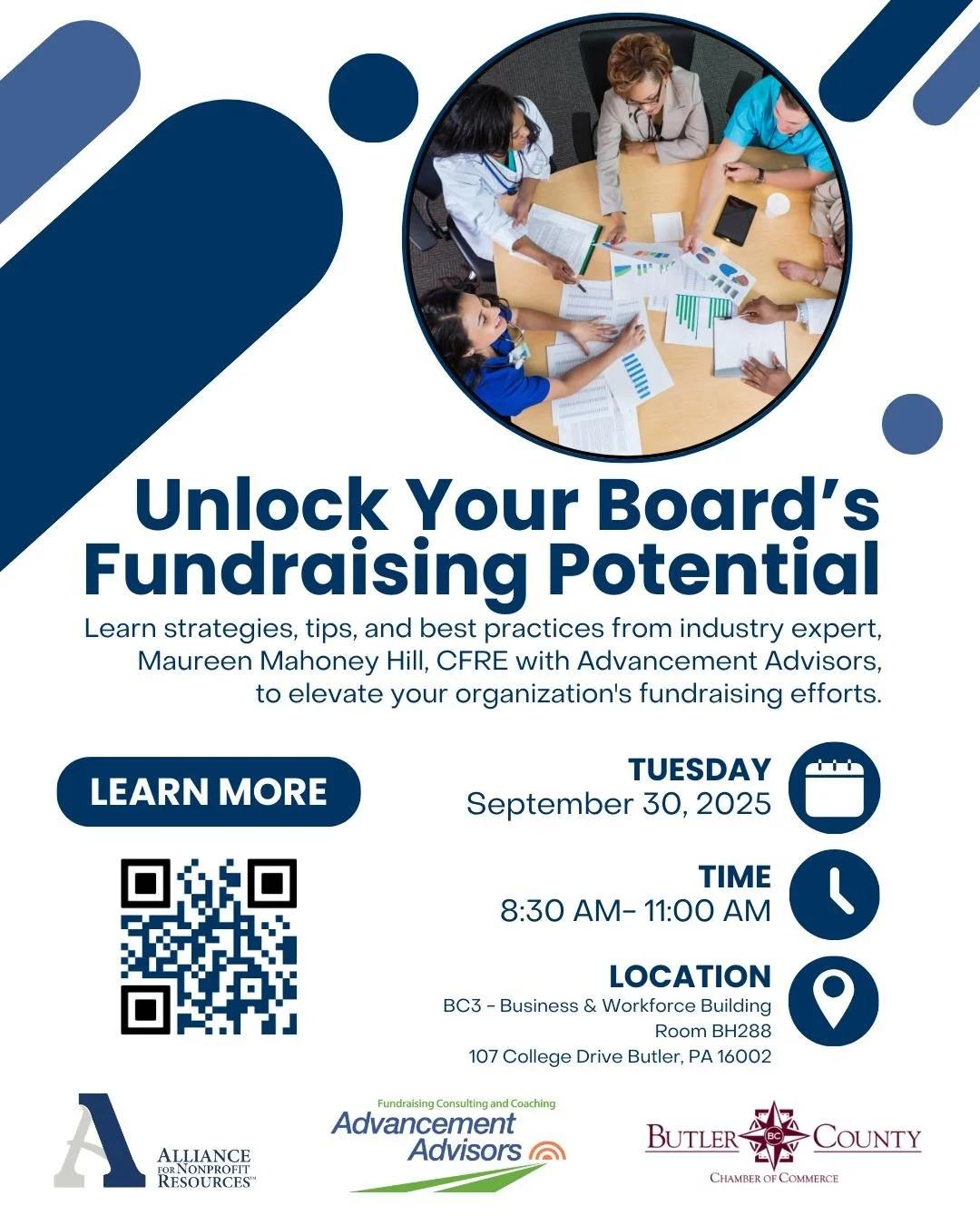 Alliance for Nonprofit Resources, in partnership with the @lovebutlercountypa, is hosting a new training opportunity with presenter Maureen Mahoney Hill, CFRE!

&ldquo;Unlock Your Board&rsquo;s Fundraising Potential&rdquo; is a session designed to he