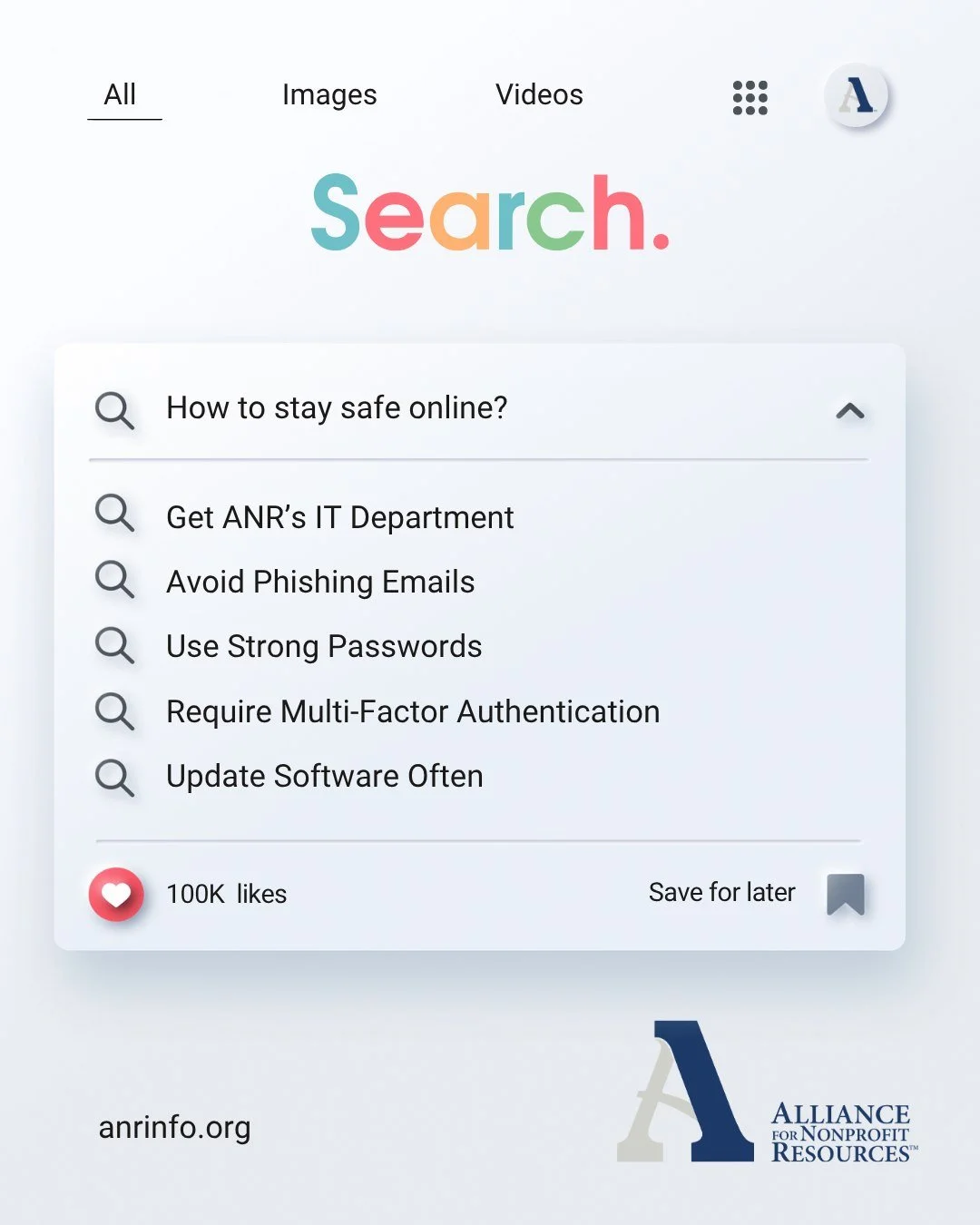 October is Cyber Security Awareness Month!

According to America&rsquo;s Cyber Defense Agency these are just a few easy tips to keep safe online. ANR&rsquo;s IT department can help protect nonprofits&rsquo; information against cyber-attacks.

Learn m