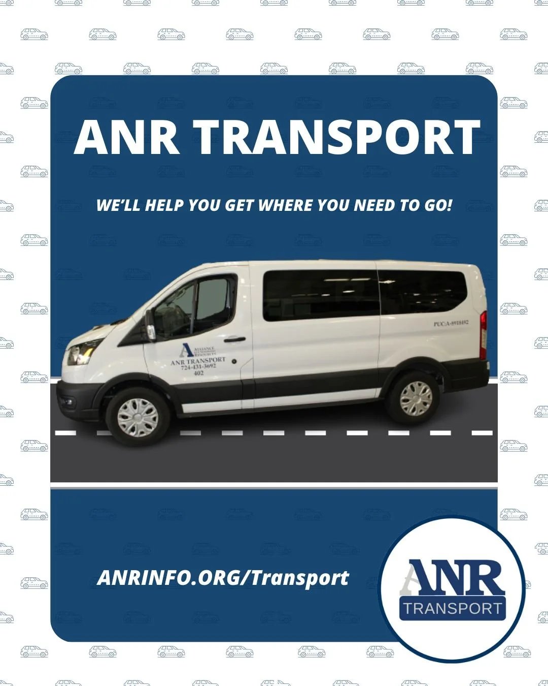 ANR Transport is here to move you around! This winter, reach out and see if we can assist in transportation. 

Learn more: anrinfo.org/transport

---
anrinfo.org | 724-431-3663 | development@anrinfo.org

Your Mission is Our Mission&trade;

#YourMissi