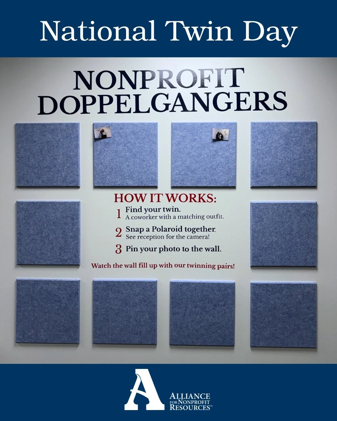 Today is National Twin Day and while we may not have any twins working together here, we do have some fun matching days! Since moving into our new office, we have put up a twinning wall for employees who are matching! If two people dress alike, they 