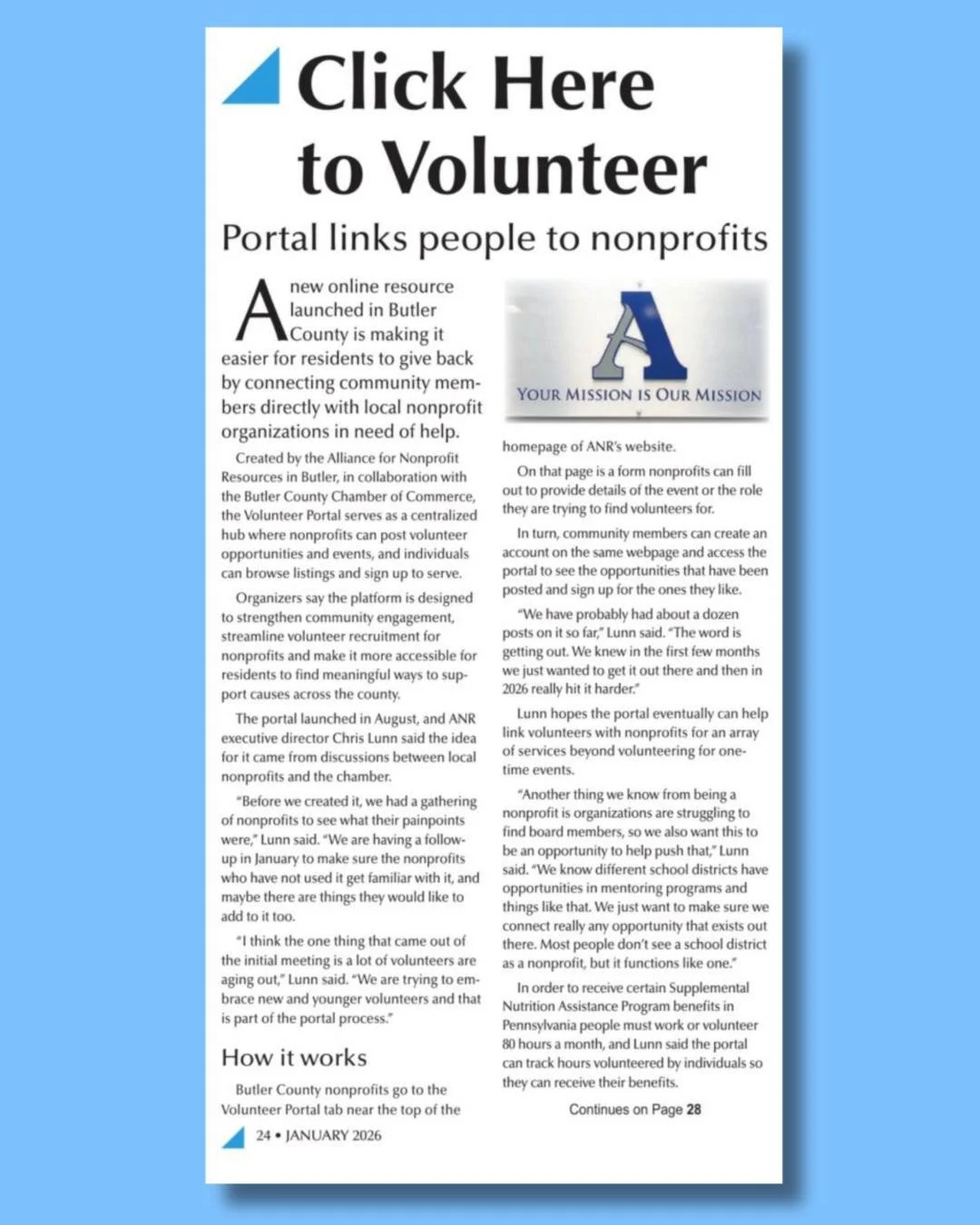 &ldquo;We believe there is the will to volunteer in Butler County, we are just hoping to provide the way.&rdquo; 

We are excited to see the Volunteer Portal featured in the recent Butler County Business Matters. Created in partnership with the @love