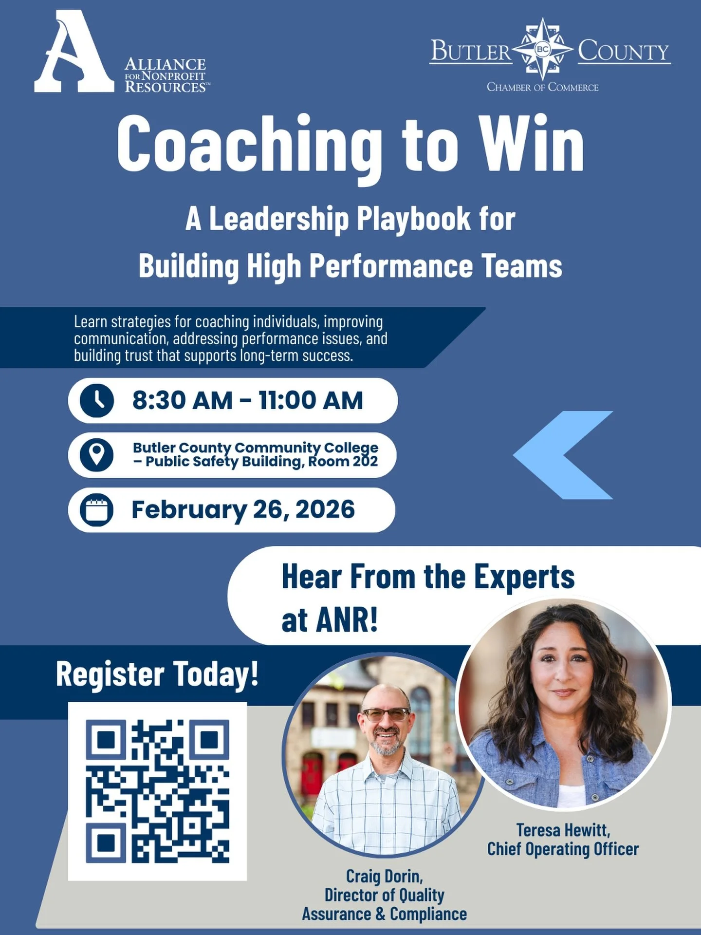Join us and the @lovebutlercountypa for our next training session, &ldquo;Coaching to Win&rdquo;.

Great leaders, like great coaches, understand that winning teams do not just happen; they are intentionally developed. Coaching to Win will demonstrate