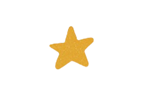 A gold star with a trail, resembling a shooting star.