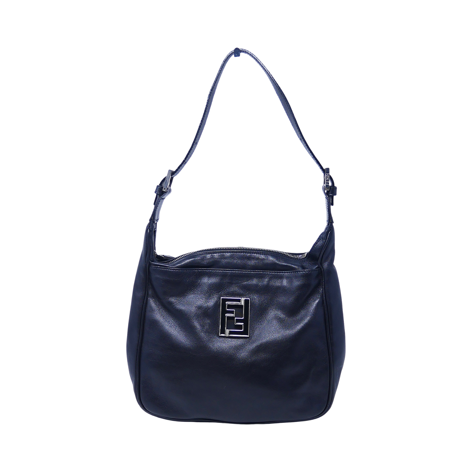 Fendi Zucca Logo Leather Shoulder Bag