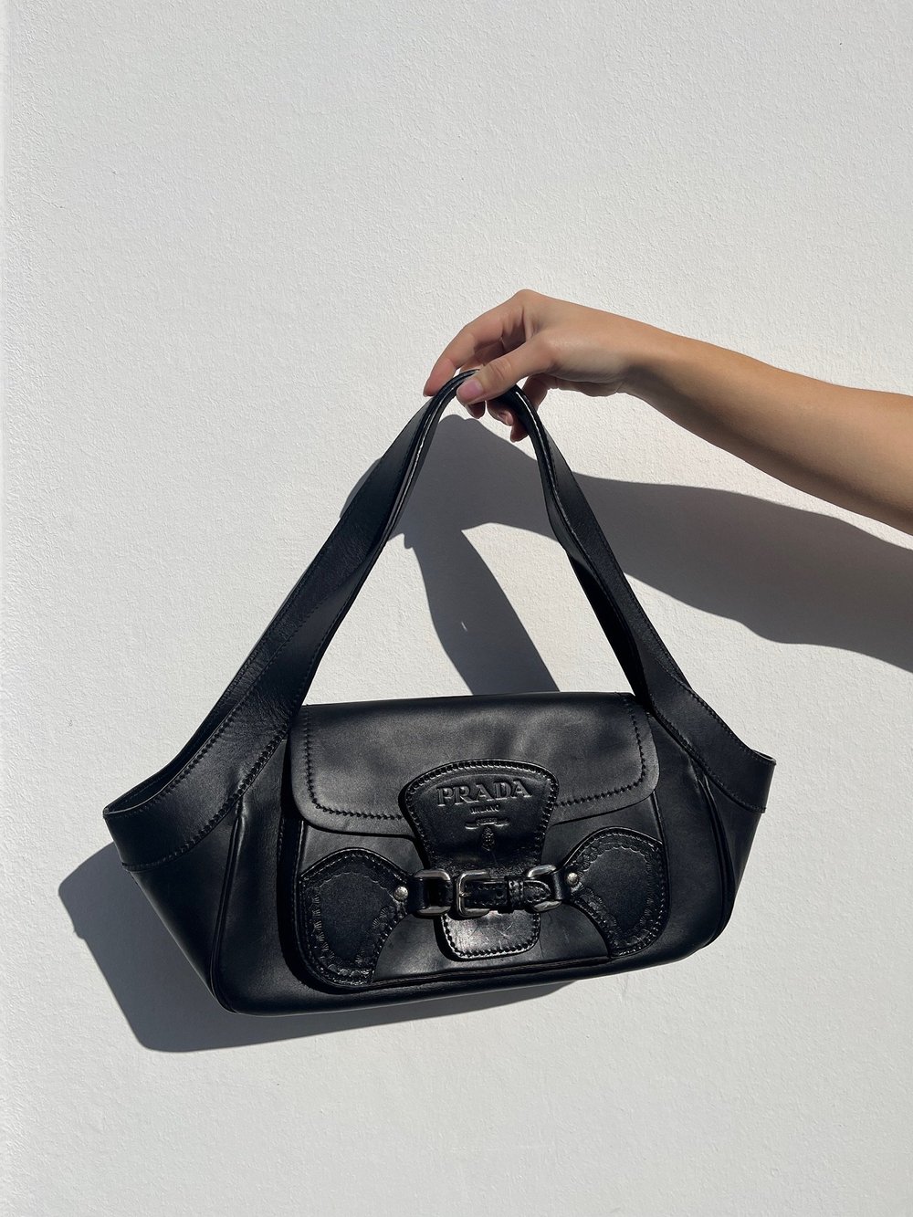 Prada Black Leather Shoulder Bag — Berkeley Boutique