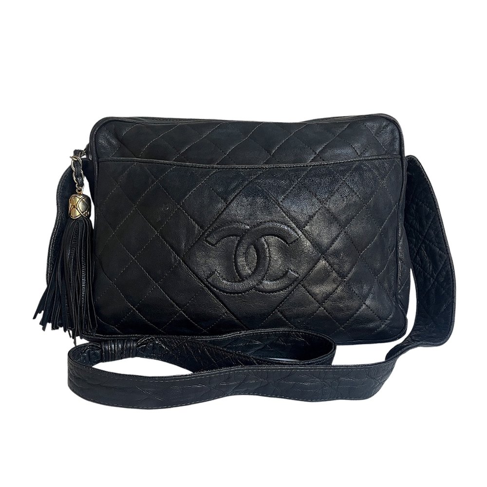 Chanel Oval CC Logo Lambskin Shoulderbag with Tassel at 1stDibs