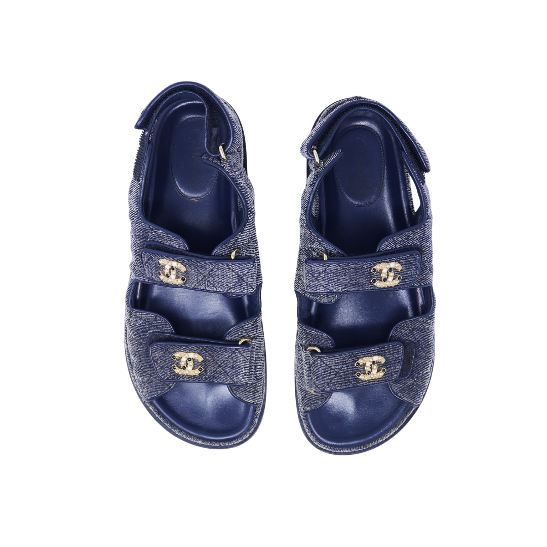 Chanel Denim Velcro Sandals