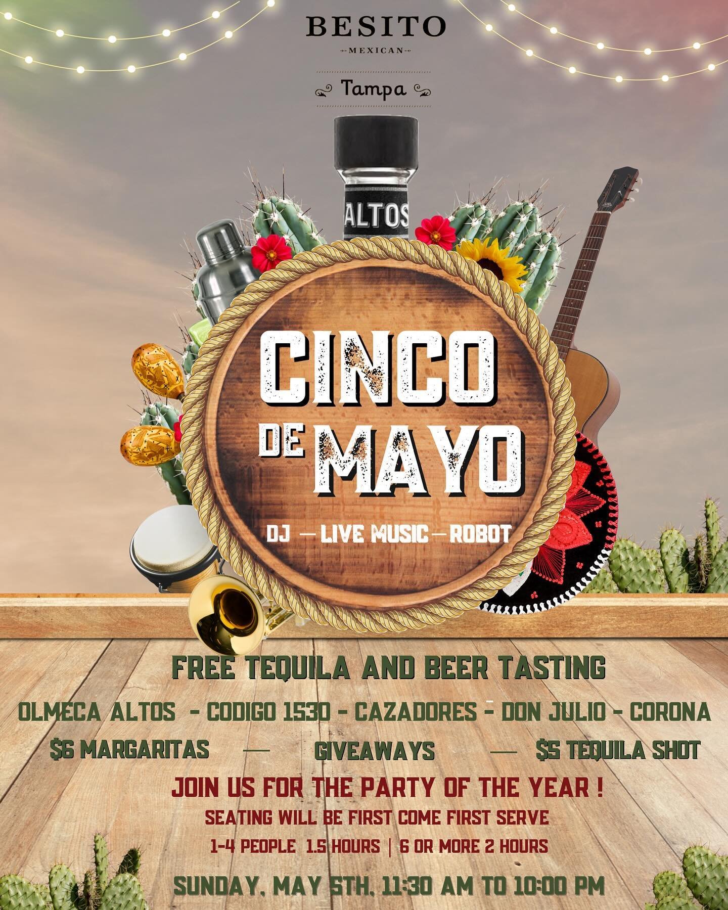 🎉 Fiesta Alert! 🎉 Celebrate Cinco de Mayo in style with us! We&rsquo;re going all out with free tequila tastings, live DJ sets, thrilling live music, and even a robot show! 🤖🎶

Don&rsquo;t miss the biggest Mexican party of the year! Join the fun 