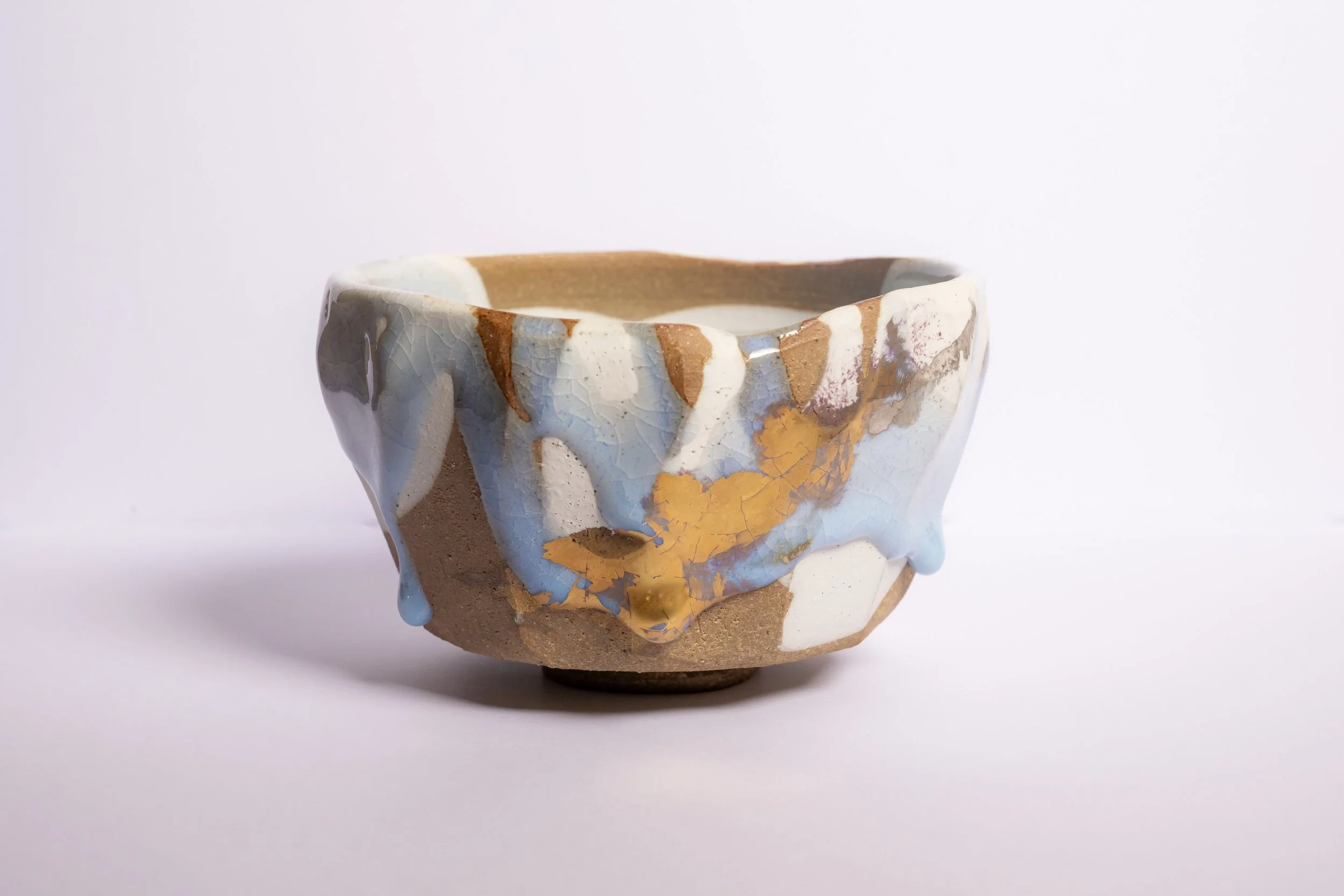 4. TEA BOWL/GEPPAKU GLAZE WITH GOLD AND SILVER 12.5 X 12.0 X 7.7 CM 