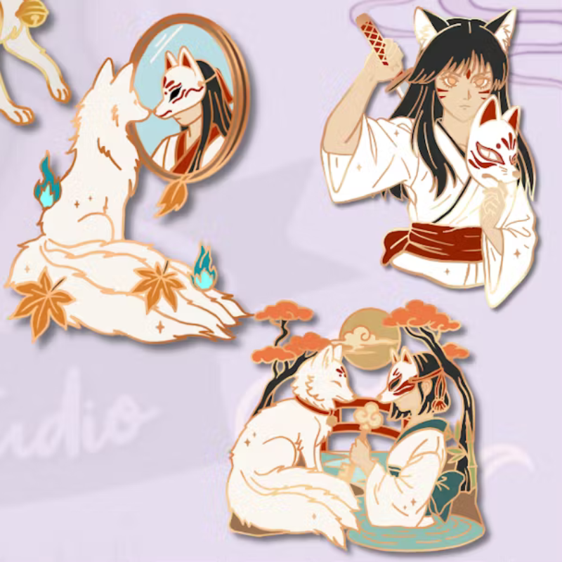 Kitsune Sanctuary Pins