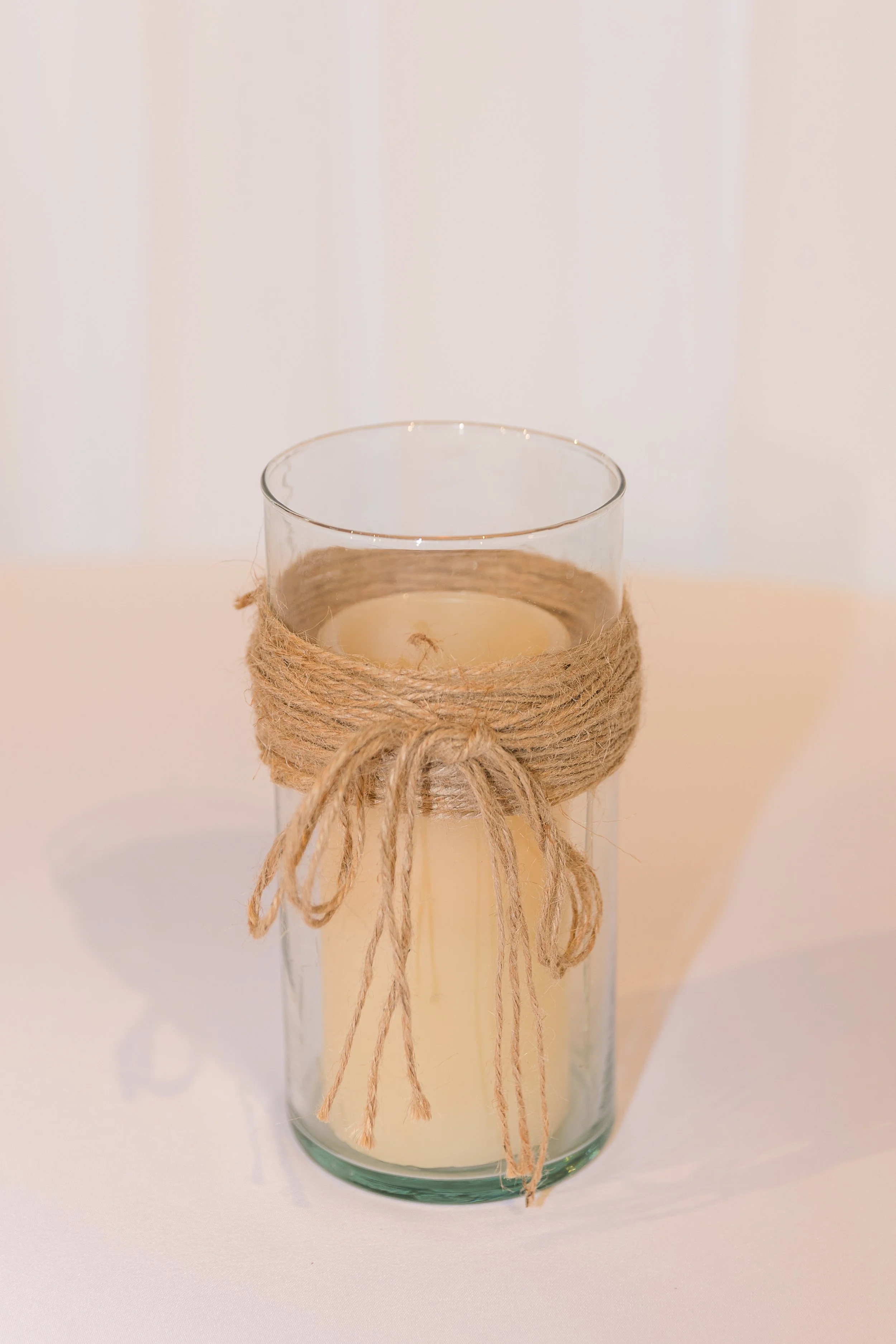 Glass Hurricane Candle Holder with Twine