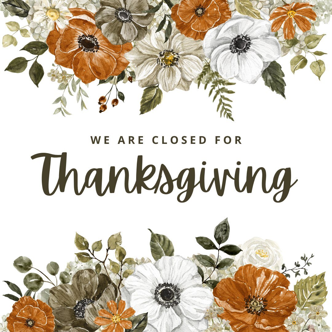 We will be CLOSED for Thanksgiving to spend time with family. We will be back in the office Monday, November 27th. 

We want to wish everyone a Happy Thanksgiving and hope you and your family have a safe and happy holiday!

#thanksgiving #closed #hol