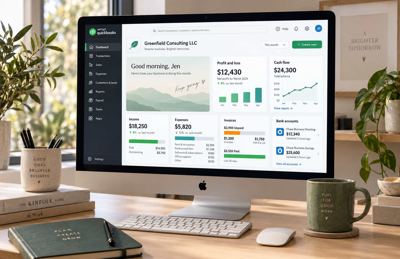 Mockup of desktop mac with quickbooks mockup