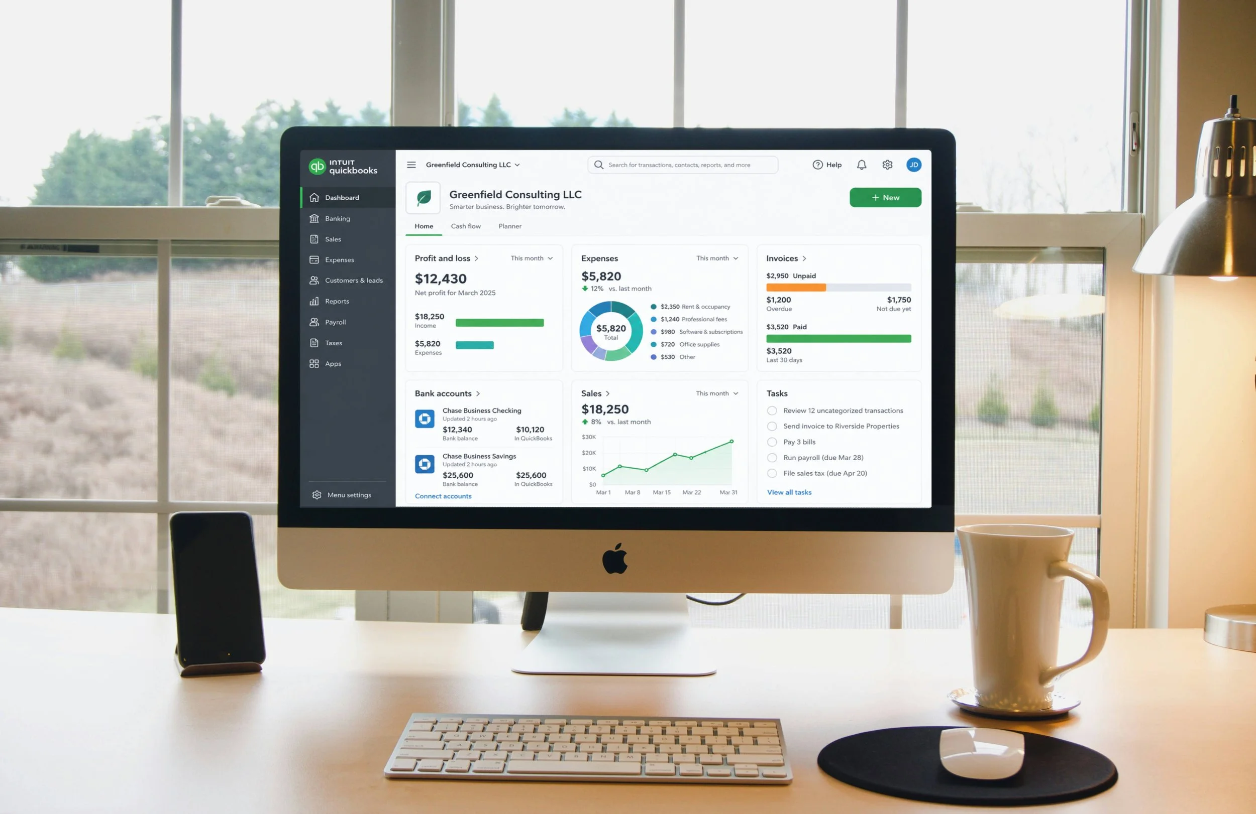 Desktop mac screen using quickbooks