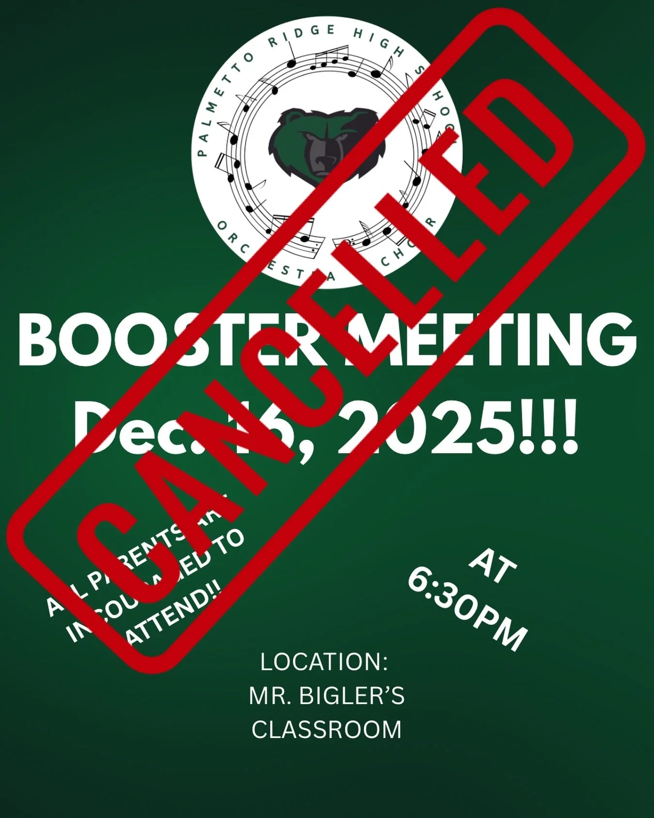 Just a heads up there is no booster meeting this month! We canceled tomorrow&rsquo;s meeting and will meet up for our next meeting at our Panera Spirit Night on January 20th!