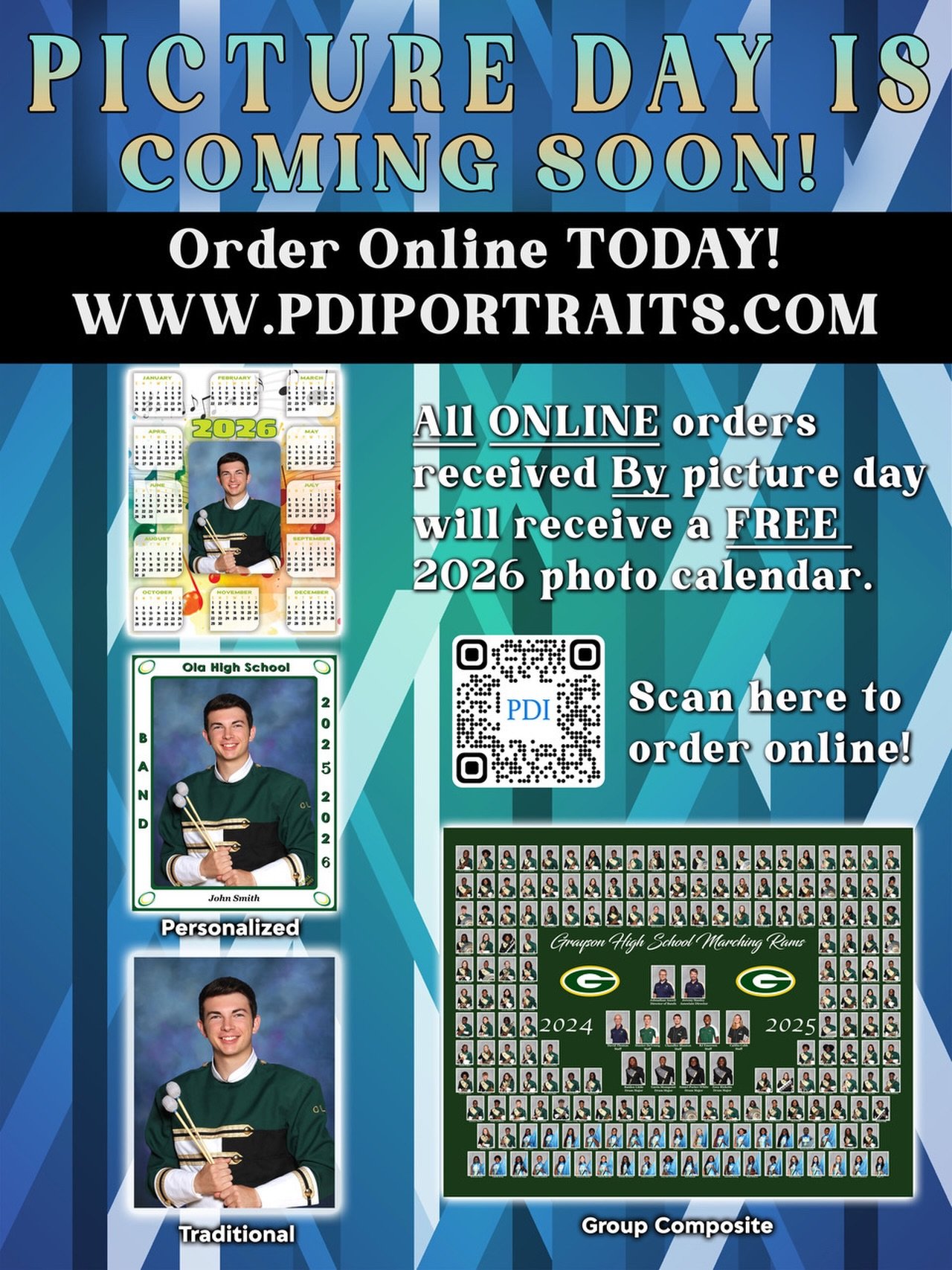 Next week, February 3rd is Picture Day!! Parents (especially our seniors!!) don&rsquo;t forget to purchase your child&rsquo;s photo from orchestra and choir! They even have a new option this year which would allow you to get a &ldquo;through the year