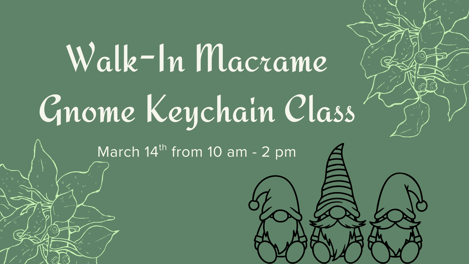 Walk-In Macrame Gnome Keychain Class