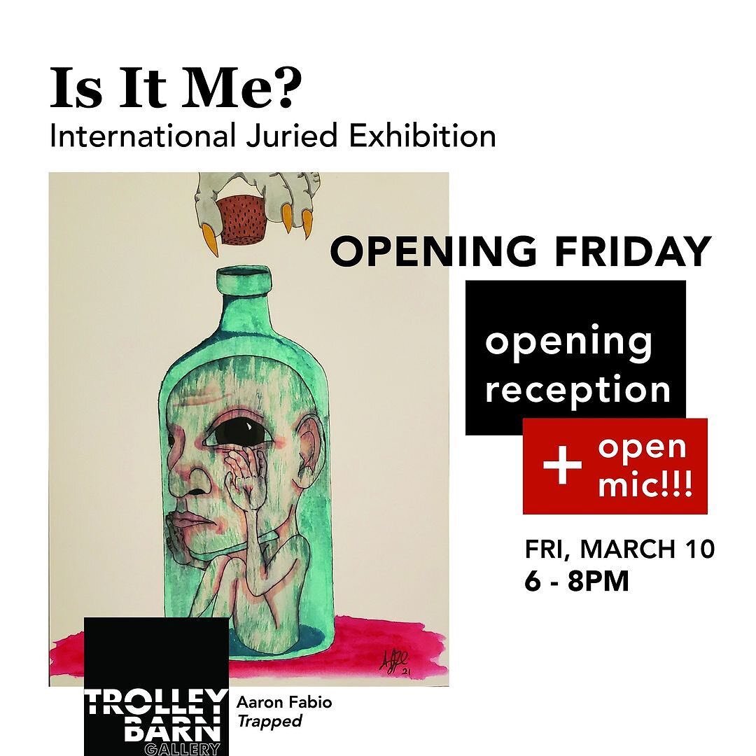 New work on view in Poughkeepsie!
.
.
.
Posted @withregram &bull; @trolleybarngallery 👀OPENING THIS FRIDAY👀

The &quot;Is It Me?&quot; Opening Reception is happening this Friday from 6-8PM at the Trolley Barn Gallery. Be sure to sign up for your Op