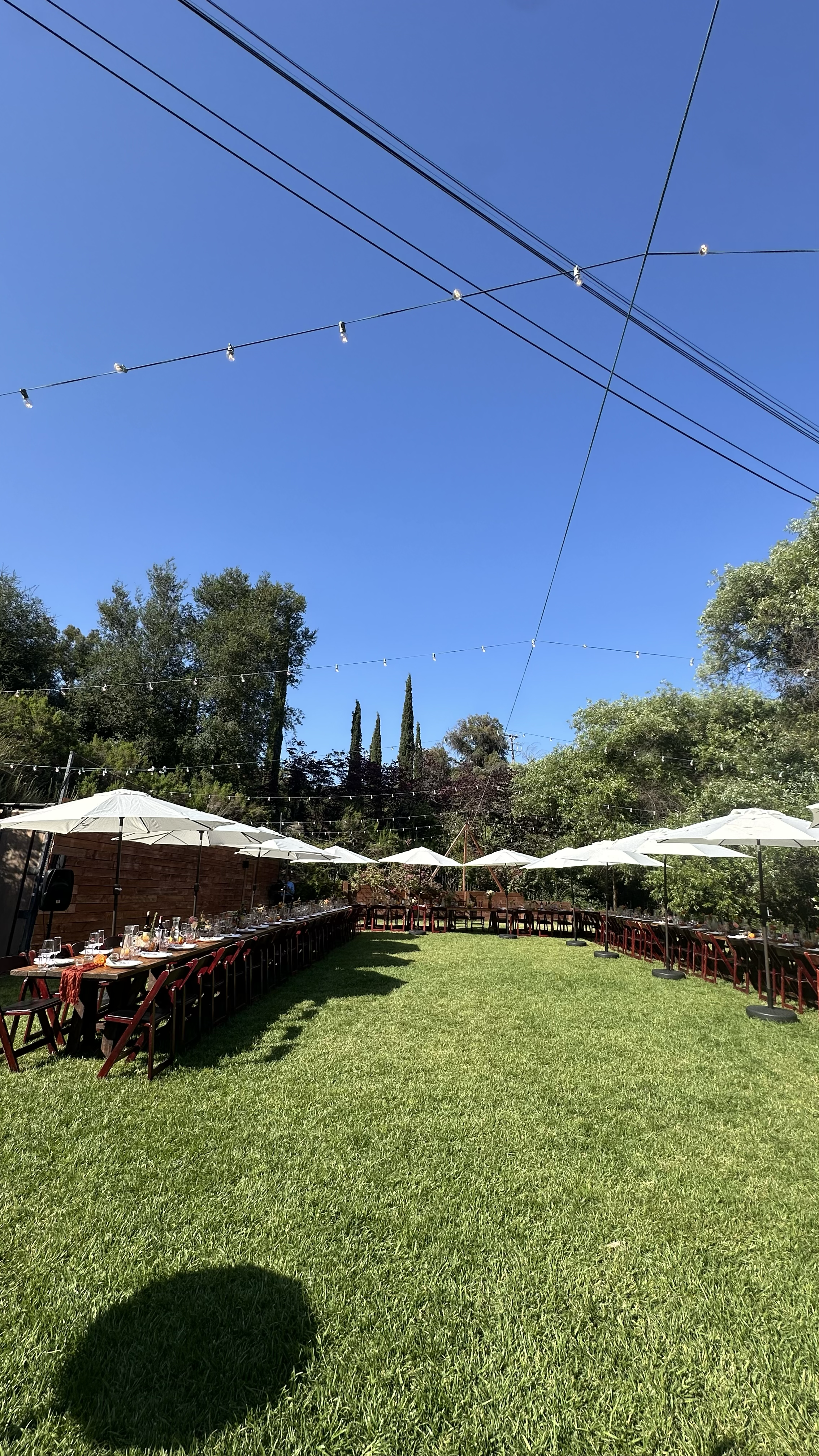 9' White Market Umbrella with base ($35 each) - 12 total