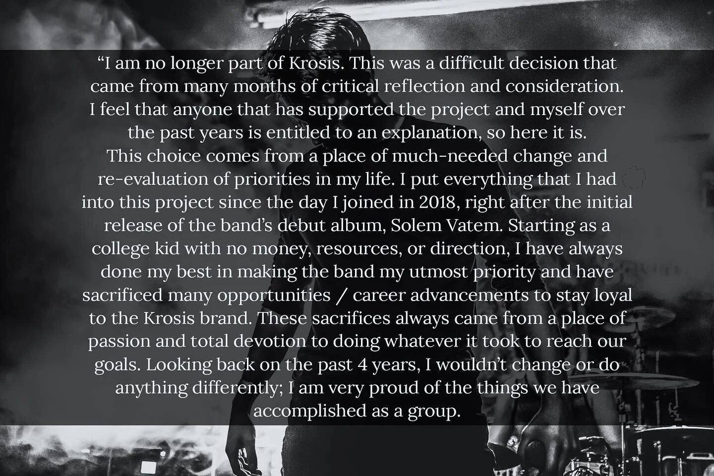 Today we&rsquo;ve announced the departure of our Vocalist Mac Smith. It&rsquo;s a hard day for all, but we wish him nothing but success in whatever he does next. These decisions aren&rsquo;t always easy, but it&rsquo;s important that we take care of 