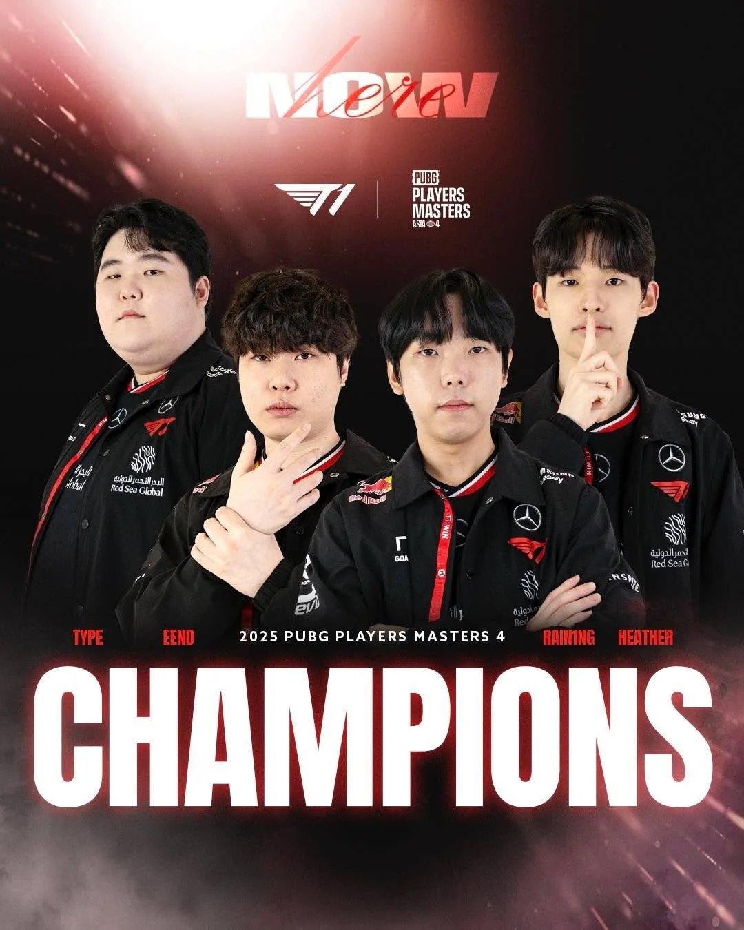 𝐂𝐇𝐀𝐌𝐏𝐈𝐎𝐍𝐒 I 𝟐𝟎𝟐𝟓 𝐏𝐔𝐁𝐆 𝐏𝐋𝐀𝐘𝐄𝐑𝐒 𝐌𝐀𝐒𝐓𝐄𝐑𝐒 𝟒

T1 PUBG팀이 2025 PUBG Players Masters 4 챔피언에 등극합니다.
응원해 주신 팬 여러분에게 감사드리며,
항상 최선을 다해 앞으로 나아가겠습니다.

T1 has been crowned the champion of the 2025 PUBG Players Masters 4.
We si