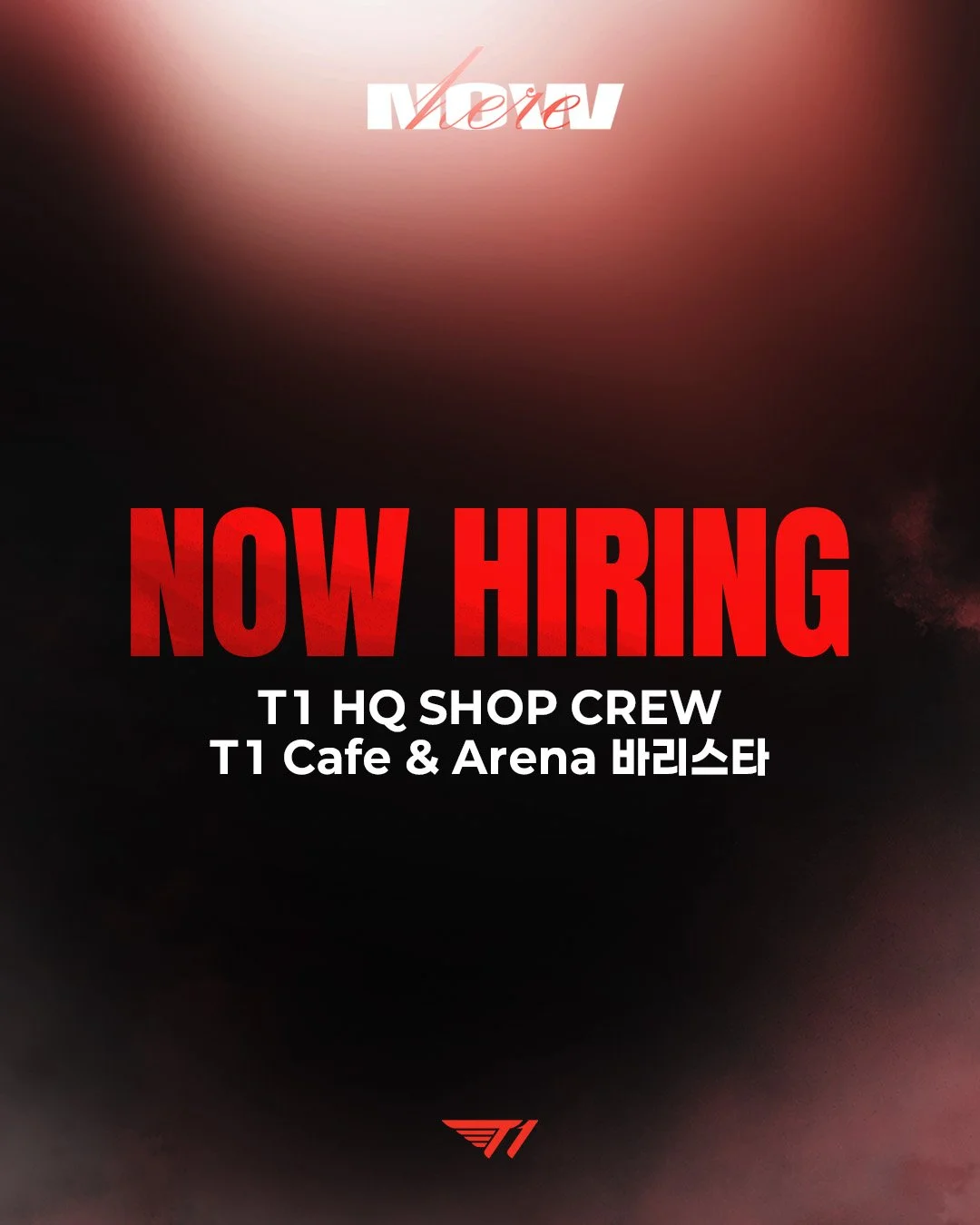 𝐍𝐨𝐰 𝐡𝐢𝐫𝐢𝐧𝐠!
채용에 대한 자세한 사항은 게시글 이미지와 아래 링크를 참고해 주세요!

✅ T1 HQ SHOP CREW
🗒️ https://www.saramin.co.kr/zf_user/jobs/view?rec_idx=52100458&amp;view_type=etc&amp;ref=recruit_manage

✅ T1 Cafe &amp; Arena 바리스타
🗒️ https://www.saramin.co.kr/zf_use