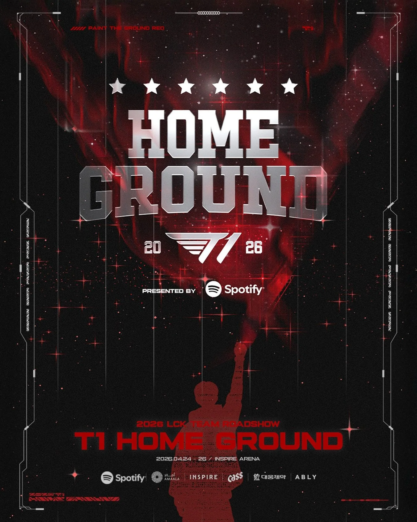 𝟐𝟎𝟐𝟔 𝐋𝐂𝐊 𝐓𝐞𝐚𝐦 𝐑𝐨𝐚𝐝𝐒𝐡𝐨𝐰 𝐓𝟏 𝐇𝐨𝐦𝐞 𝐆𝐫𝐨𝐮𝐧𝐝 𝐢𝐧 𝐀𝐩𝐫𝐢𝐥

약 두 달 앞으로 다가온 2026년의 첫 번째 홈그라운드🔥
새로워진 LCK Team RoadShow T1 Home Ground를 맞이할 준비 되셨나요?

📍행사 일정 안내
4월 24일: T1 Home Ground Eve Festa
4월 25-26일: LCK 정규 시즌 경기

The firs