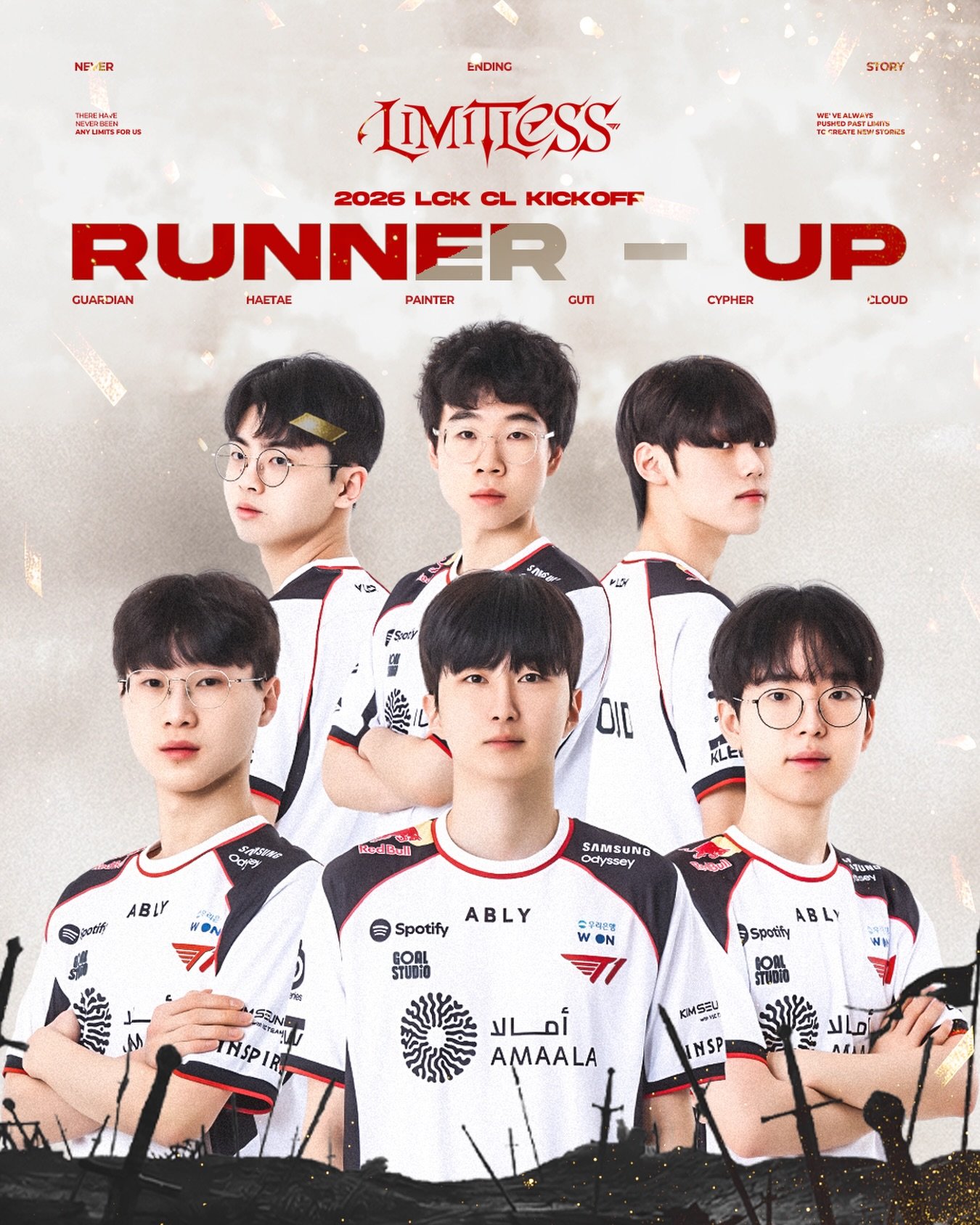 𝐓𝐡𝐚𝐧𝐤 𝐲𝐨𝐮, 𝟐𝟎𝟐𝟔 𝐋𝐂𝐊 𝐂𝐋 𝐊𝐢𝐜𝐤𝐨𝐟𝐟

2026 LCK CL Kickoff, 2위로 이번 대회를 마무리 짓습니다.
아쉬웠던 부분을 보완하여 다음 대회에는 저력 있는 모습으로 돌아오도록 하겠습니다. 이번 대회 기간 응원해 주신 팬 여러분께 감사의 말씀 드립니다.

T1A marked its last match at the 2026 LCK CL Kickoff today. We will c