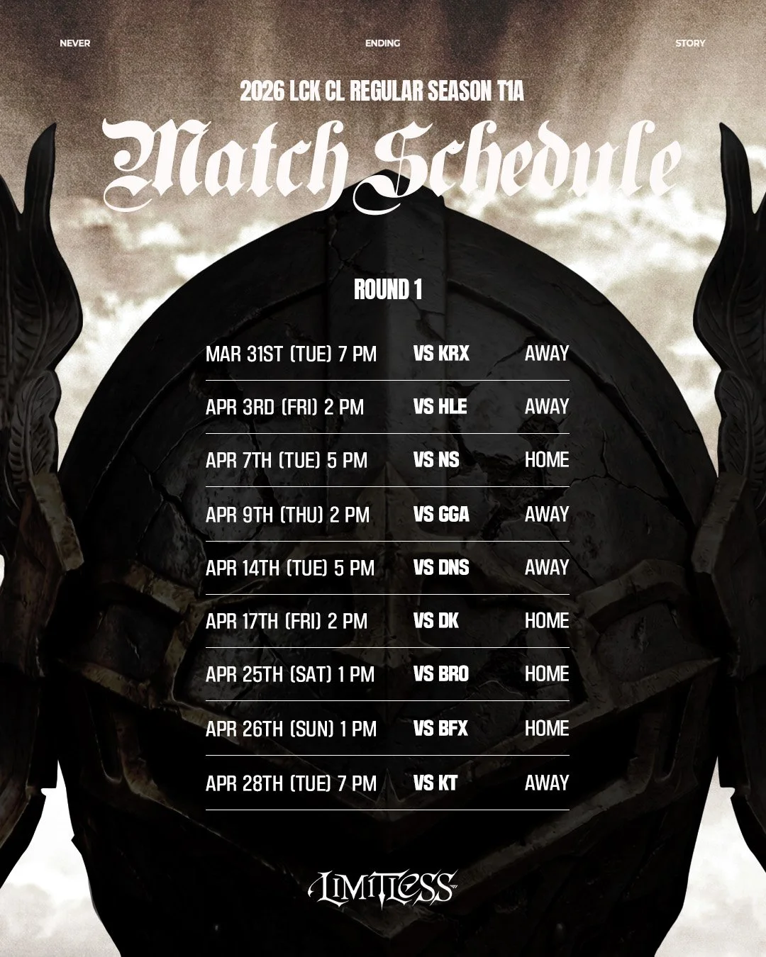 📍𝟮𝟬𝟮𝟲 𝗟𝗖𝗞 𝗖𝗟 𝗥𝗲𝗴𝘂𝗹𝗮𝗿 𝗦𝗲𝗮𝘀𝗼𝗻 𝗧𝟭𝗔 𝗠𝗮𝘁𝗰𝗵 𝗦𝗰𝗵𝗲𝗱𝘂𝗹𝗲

#TogetherAs1