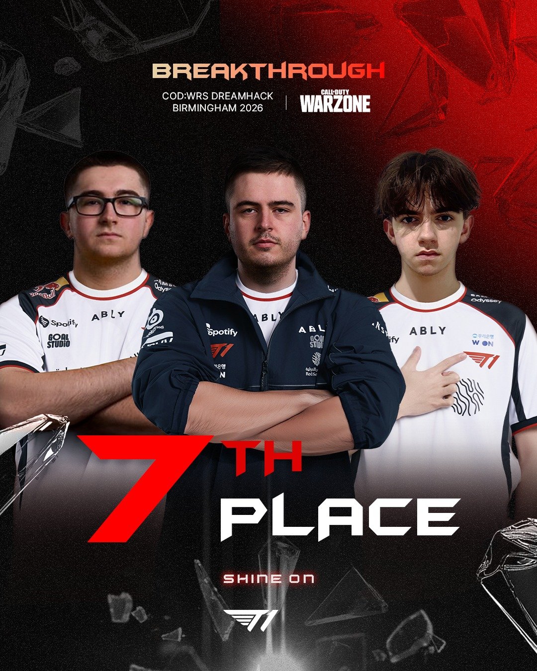 𝐓𝐇𝐀𝐍𝐊 𝐘𝐎𝐔 | 𝐂𝐎𝐃:𝐖𝐑𝐒 𝐃𝐫𝐞𝐚𝐦𝐇𝐚𝐜𝐤 𝐁𝐢𝐫𝐦𝐢𝐧𝐠𝐡𝐚𝐦 𝟐𝟎𝟐𝟔

T1 Call of Duty: Warzone팀이 COD:WRS Dreamhack Birmingham 여정을 마무리합니다.
다음 무대에서도 더 나은 모습을 보여드릴 수 있도록 끊임없이 도전하겠습니다.

T1's Call of Duty: Warzone team wrapped up the journey