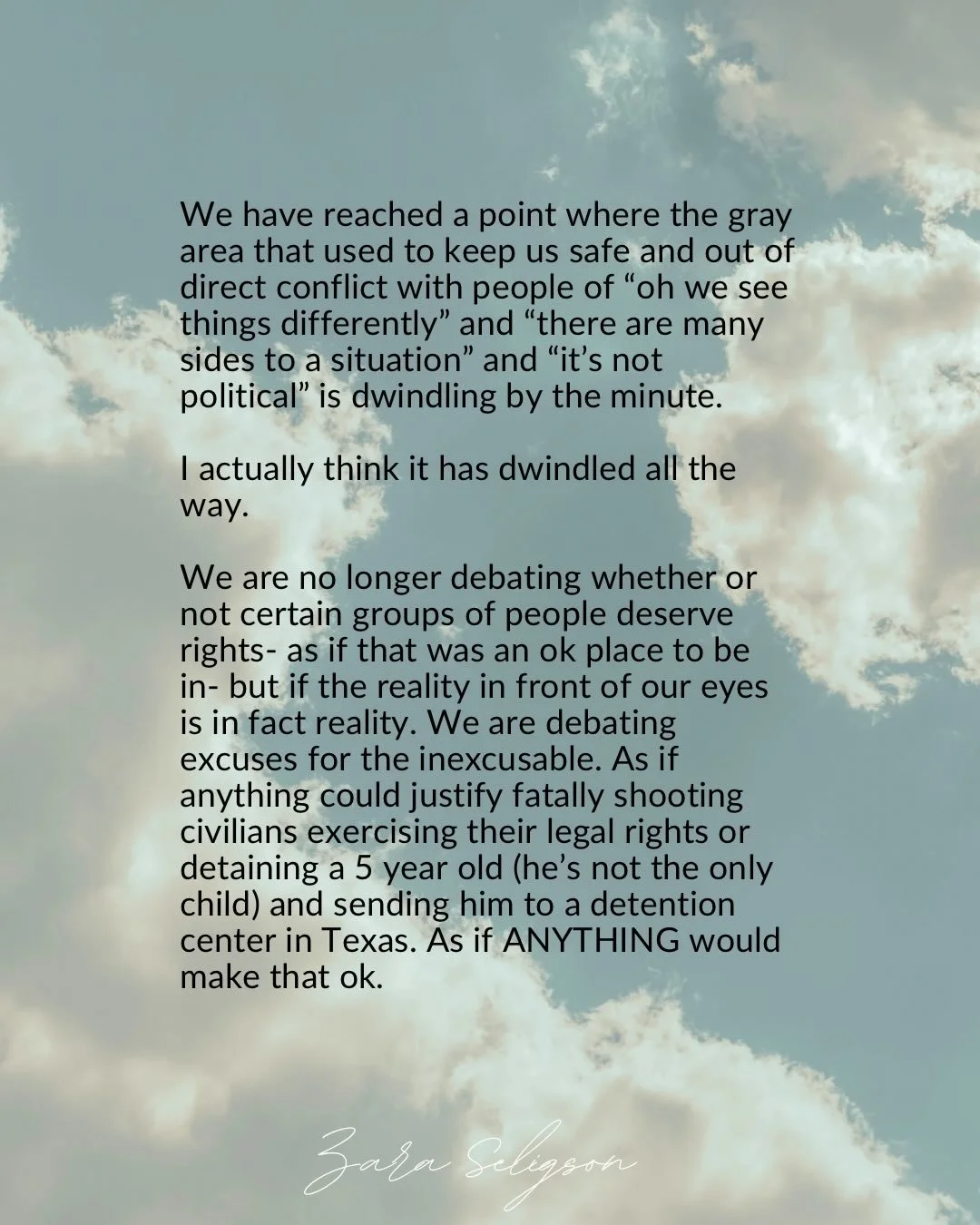 It&rsquo;s not that we can never disagree or see things differently in relationships or working together but we need to be on the same page about the reality we are living in and the values we are upholding in all spaces. 

I&rsquo;m grateful for tho